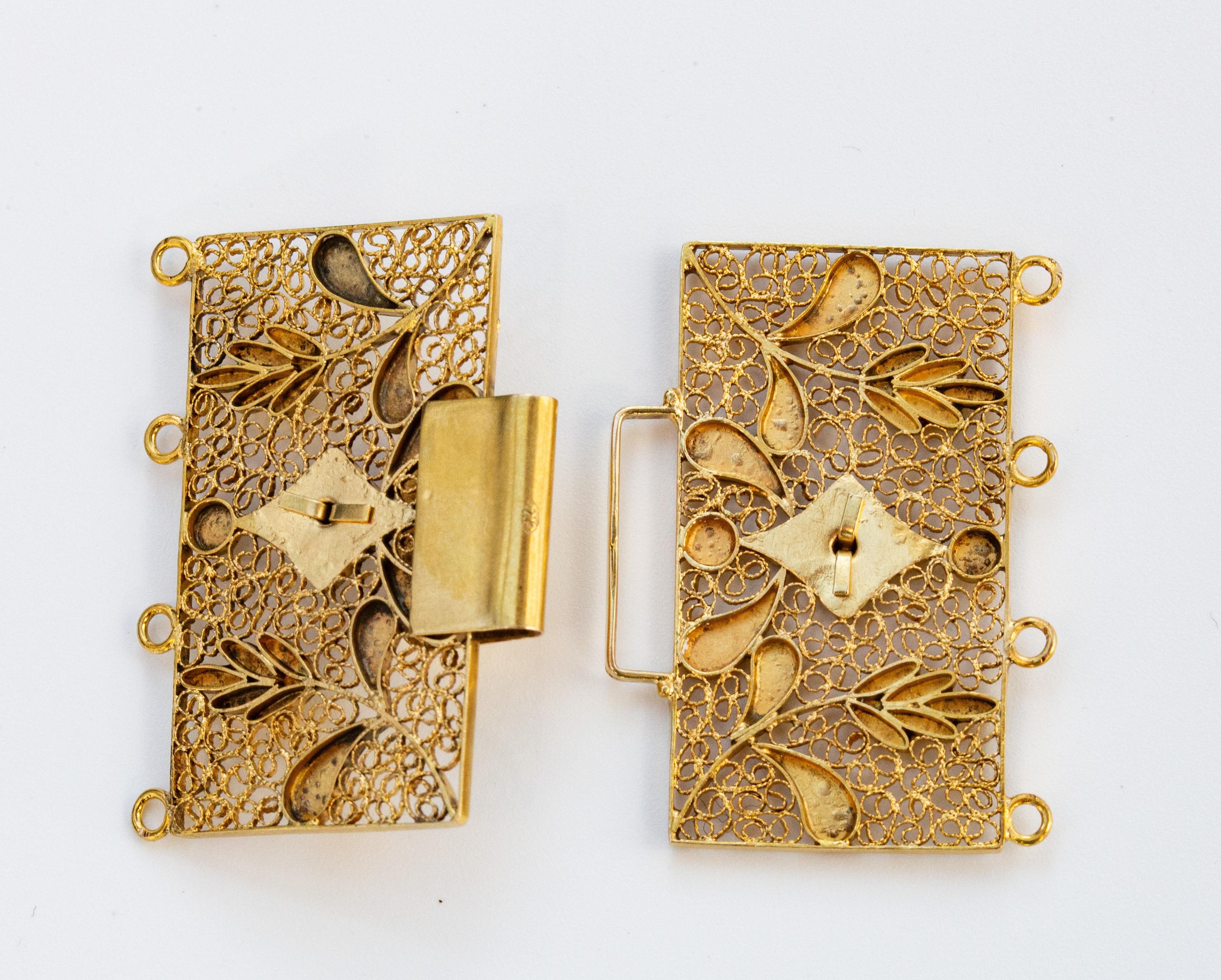 Boucle de ceinture hollandaise ancienne en or 14 carats avec motif filigrane et cannetille en vente 4