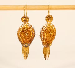Antique Dutch 14 Karat Yellow Gold Pair of Earrings