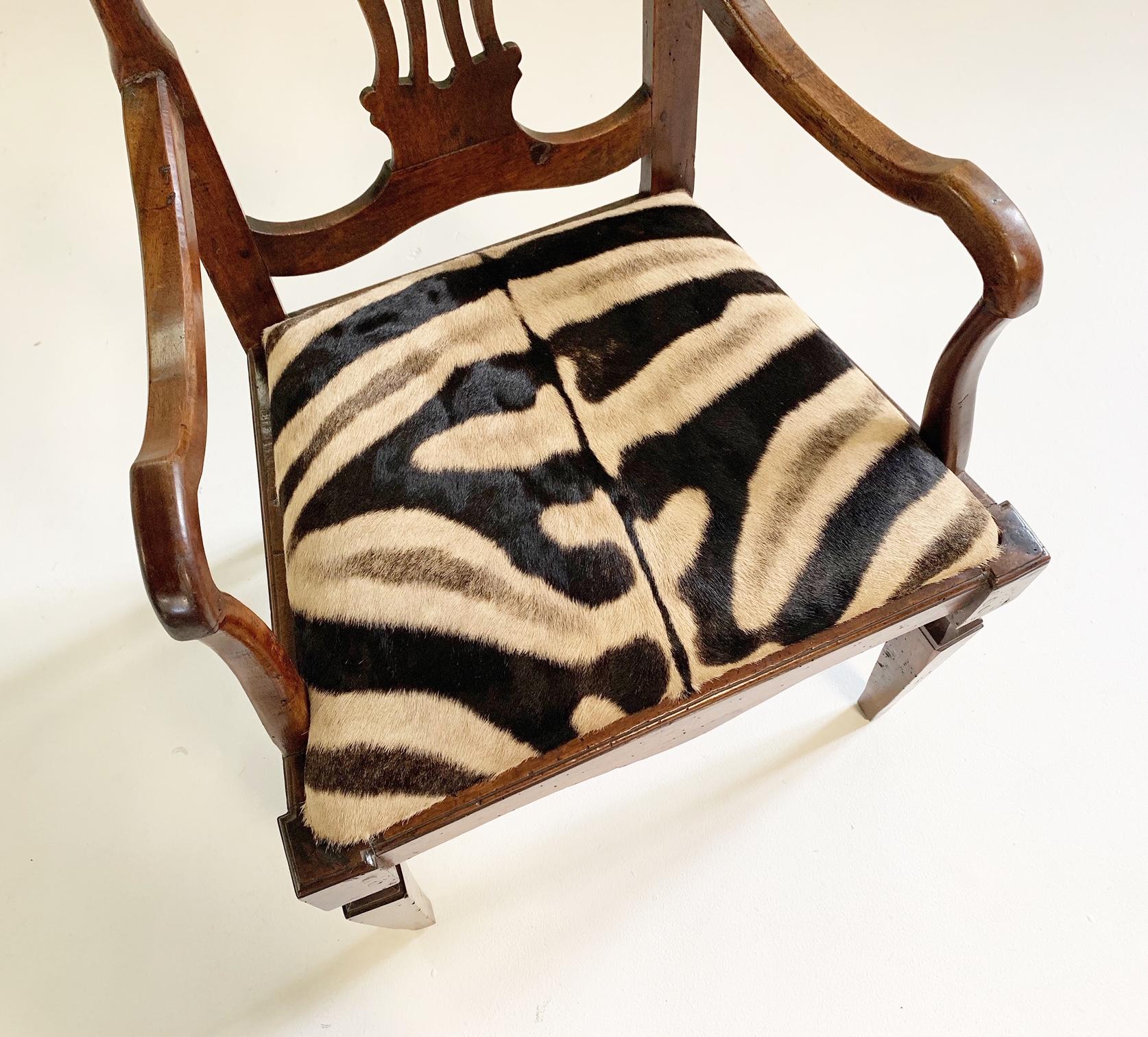 Antique Dutch Armchair in Zebra Hide 2