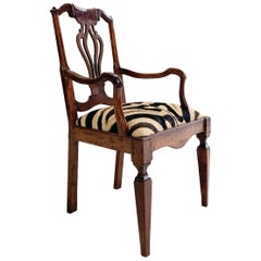 Antique Dutch Armchair in Zebra Hide