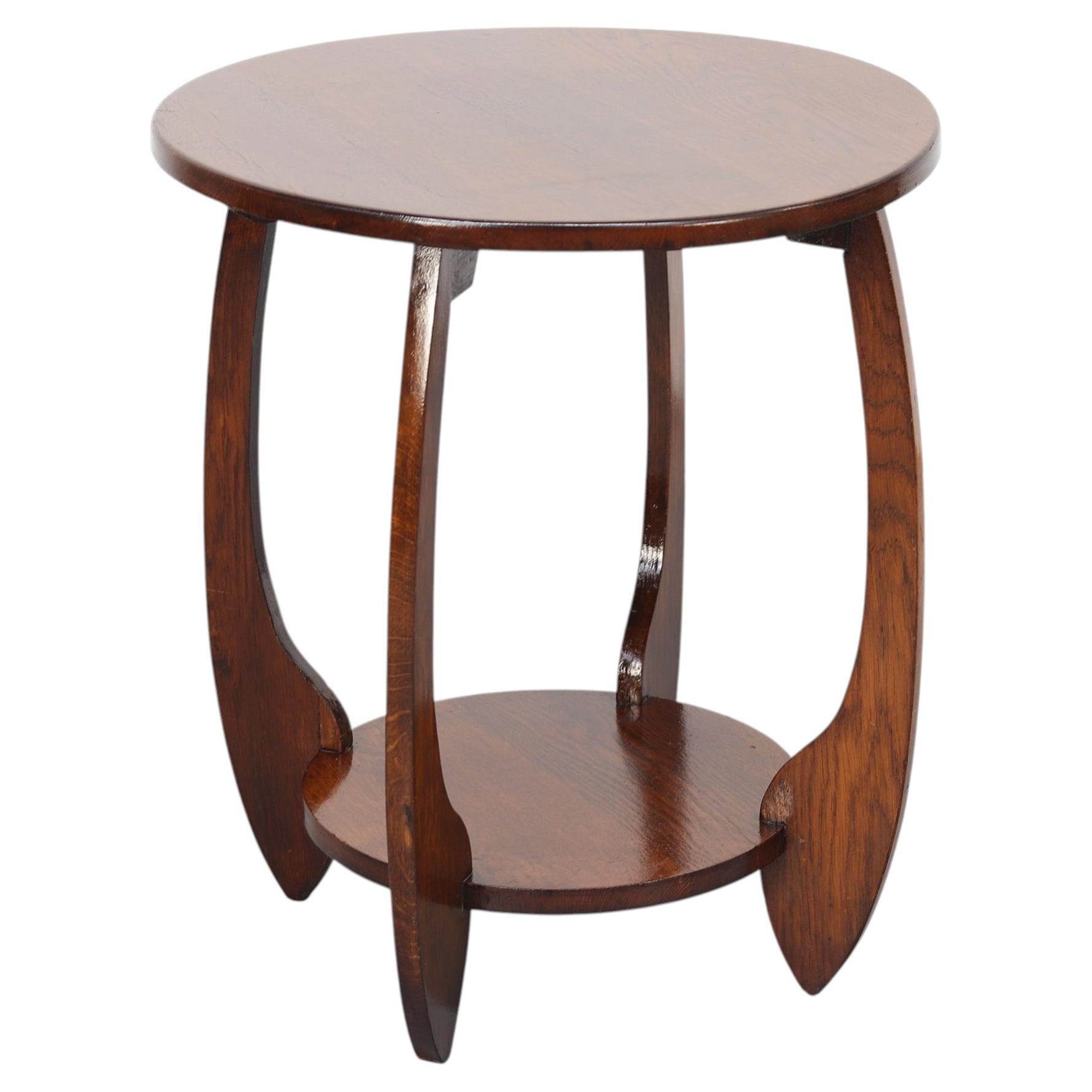 Ancienne table d'appoint en chêne hollandais Art Deco Design 1930s