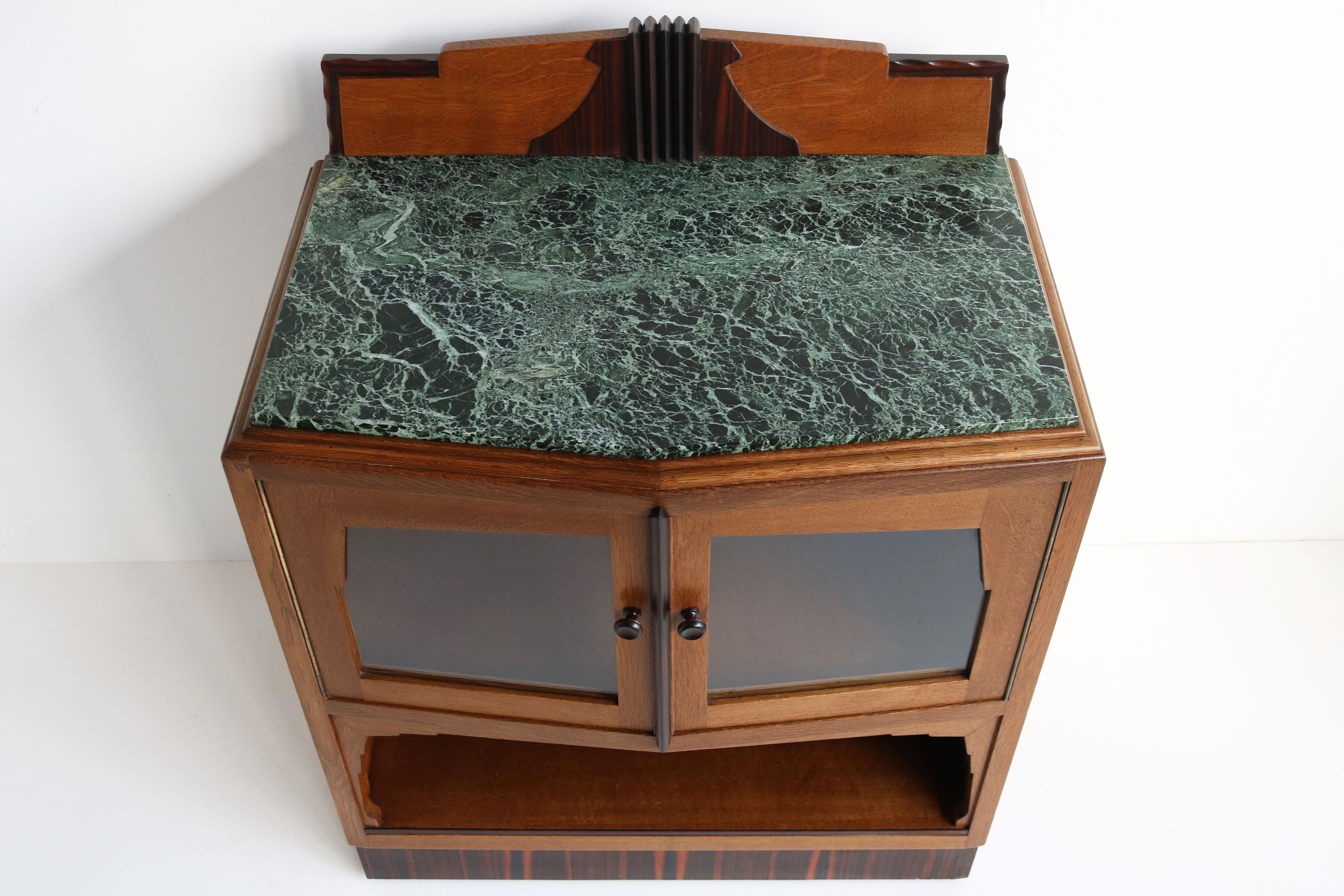 Antique Dutch Art Deco Amsterdam School 1920 Tea Cabinet / Display Cabinet Oak For Sale 6