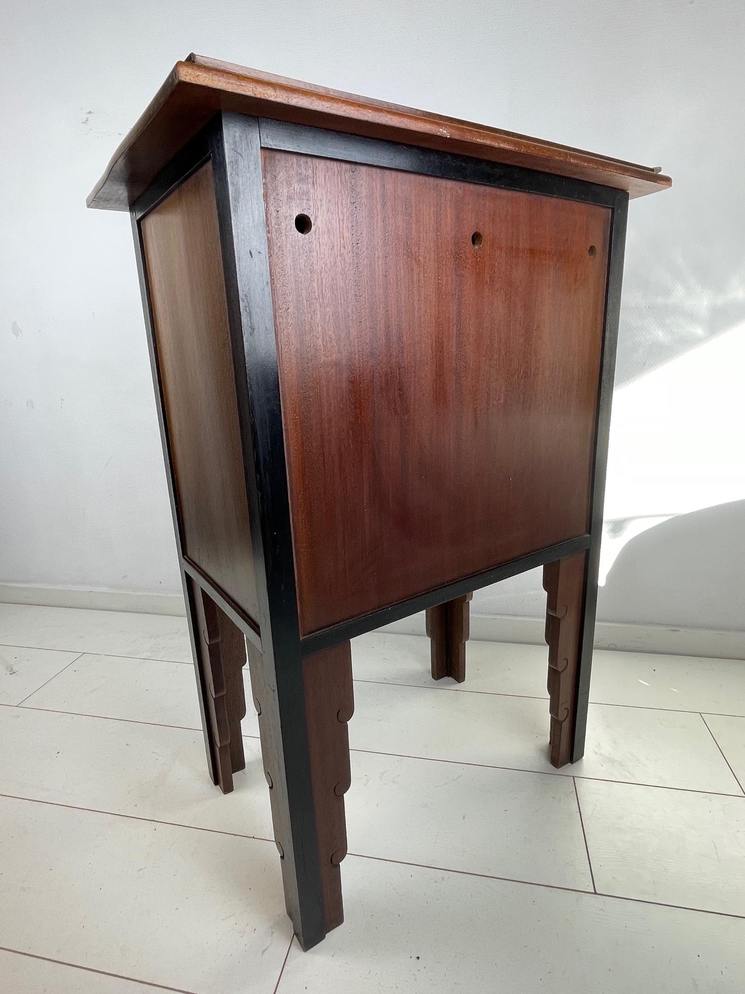 Antique Dutch Art Deco Amsterdam School Wooden 'Radio' Cupboard from NSF, 1927 8