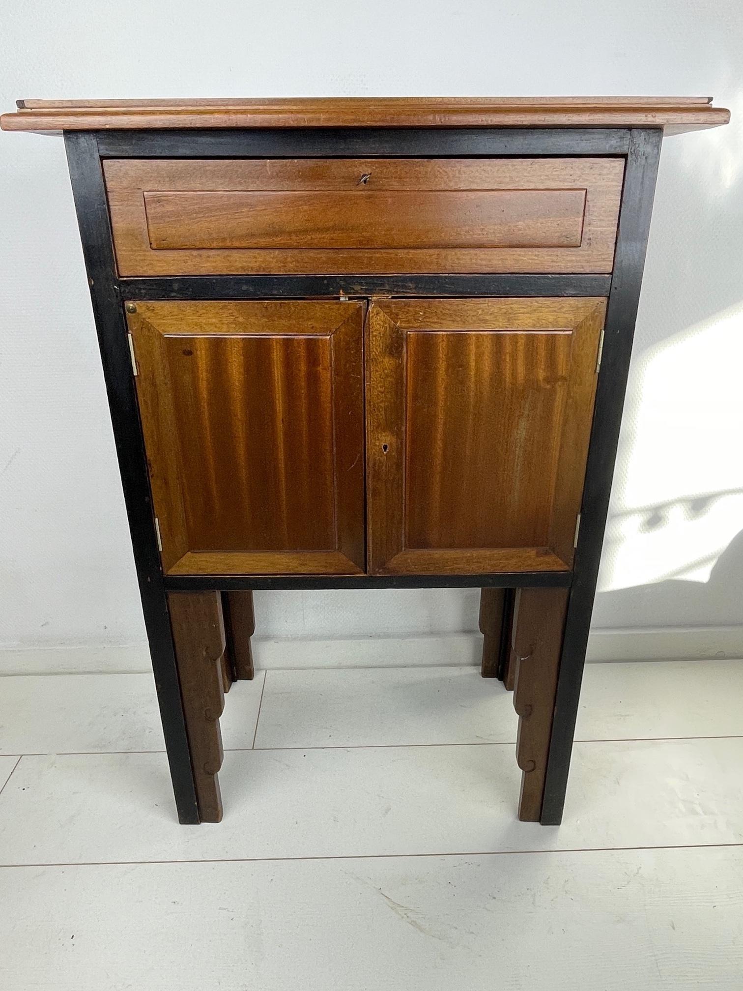 Early 20th Century Antique Dutch Art Deco Amsterdam School Wooden 'Radio' Cupboard from NSF, 1927