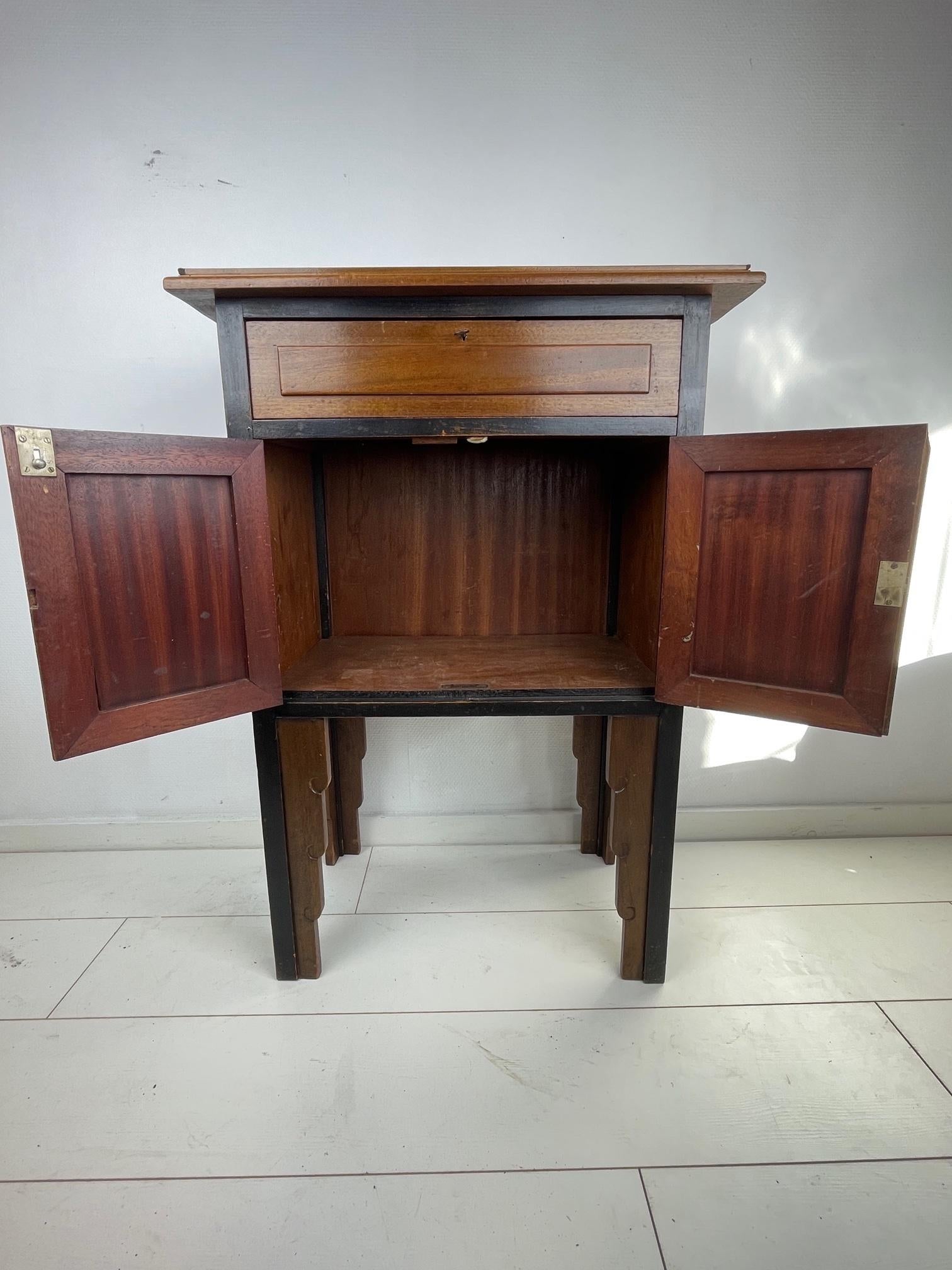 Antique Dutch Art Deco Amsterdam School Wooden 'Radio' Cupboard from NSF, 1927 2