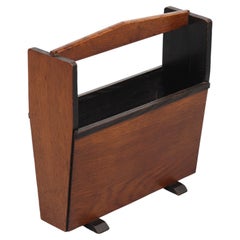 Antique Dutch Art Deco Bauhaus 1930s Design Magazine Rack / Stand of Oak