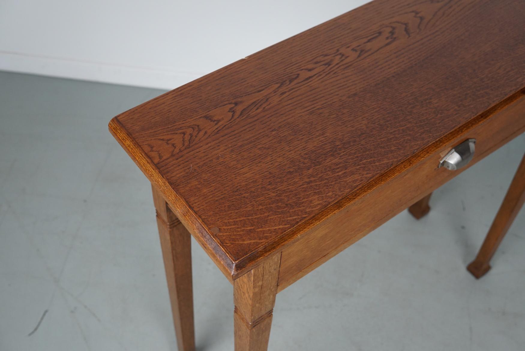 Antique Dutch Art Deco Oak Side Table, 1920s For Sale 6