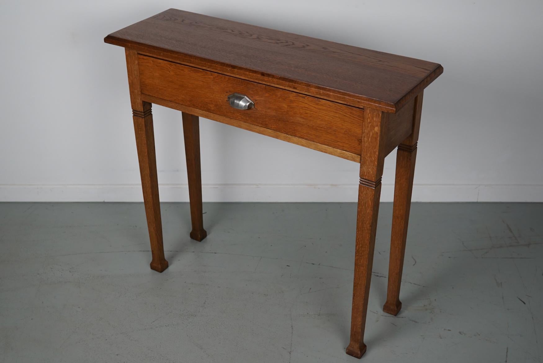 Early 20th Century Antique Dutch Art Deco Oak Side Table, 1920s For Sale