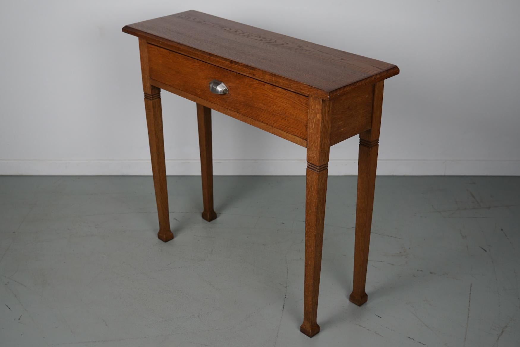 Antique Dutch Art Deco Oak Side Table, 1920s For Sale 3