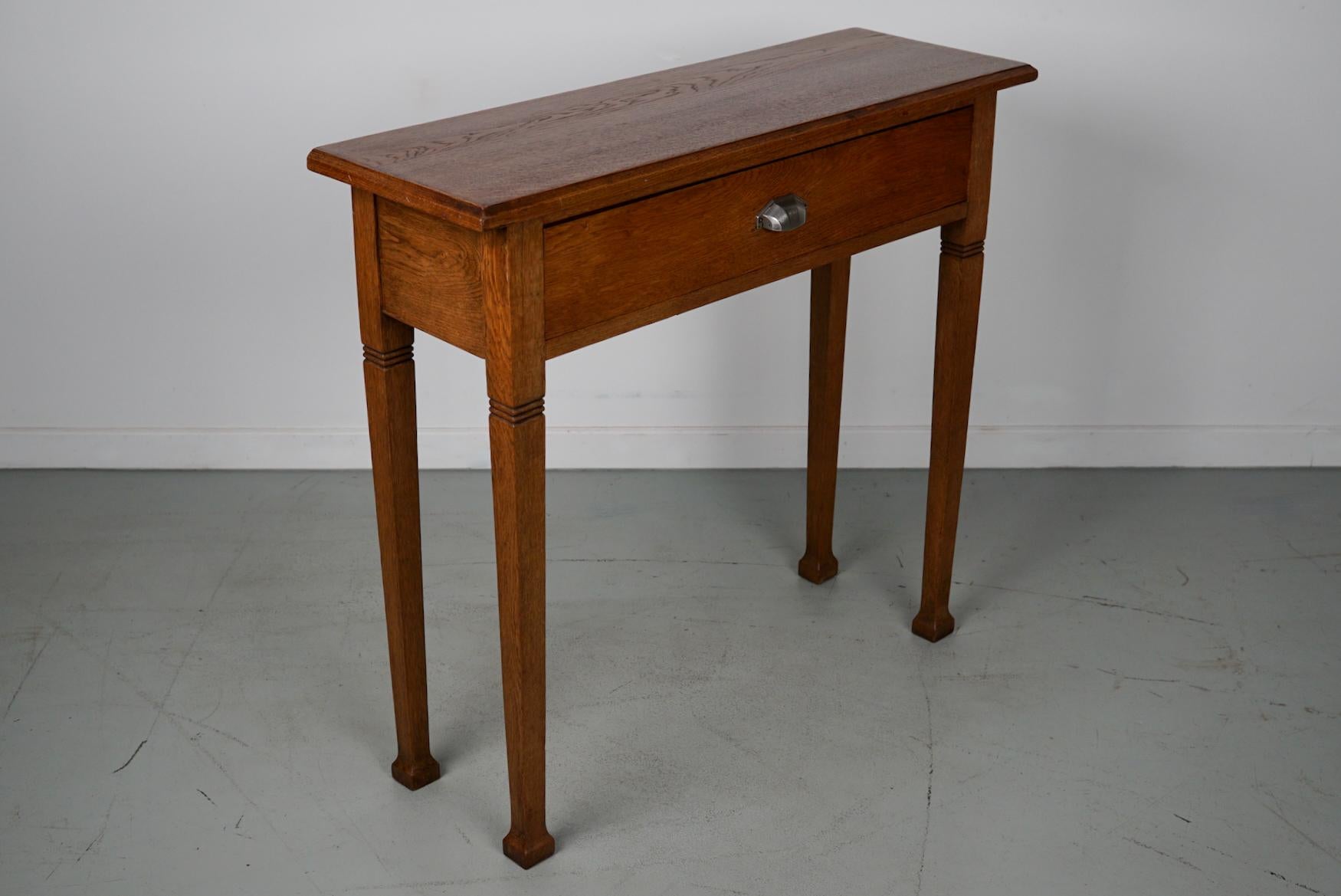 Antique Dutch Art Deco Oak Side Table, 1920s For Sale 4