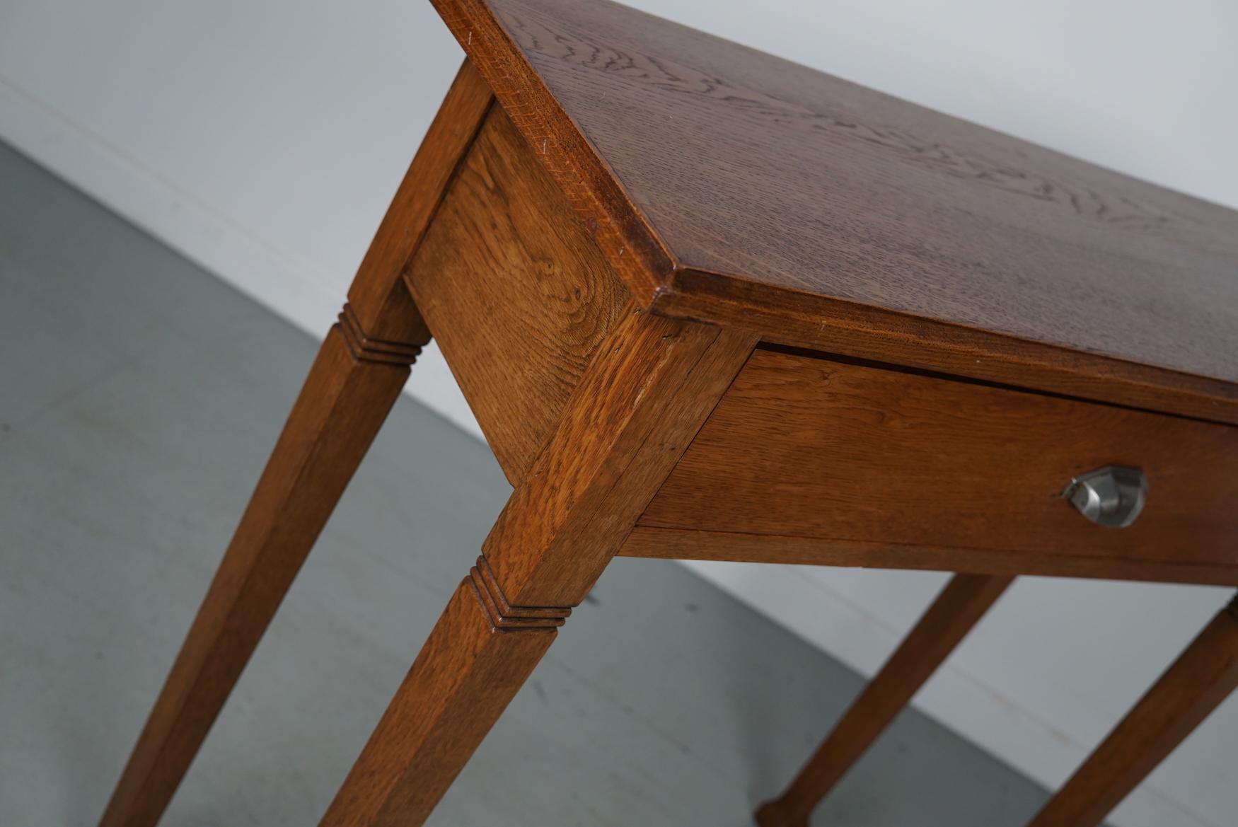 Antique Dutch Art Deco Oak Side Table, 1920s For Sale 5
