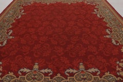Antique Dutch Art Deco Rug, Rich Red with Floral Damask - Rug & Kilim