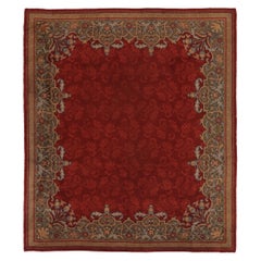 Antique Dutch Art Deco Rug, Rich Red with Floral Damask - Rug & Kilim