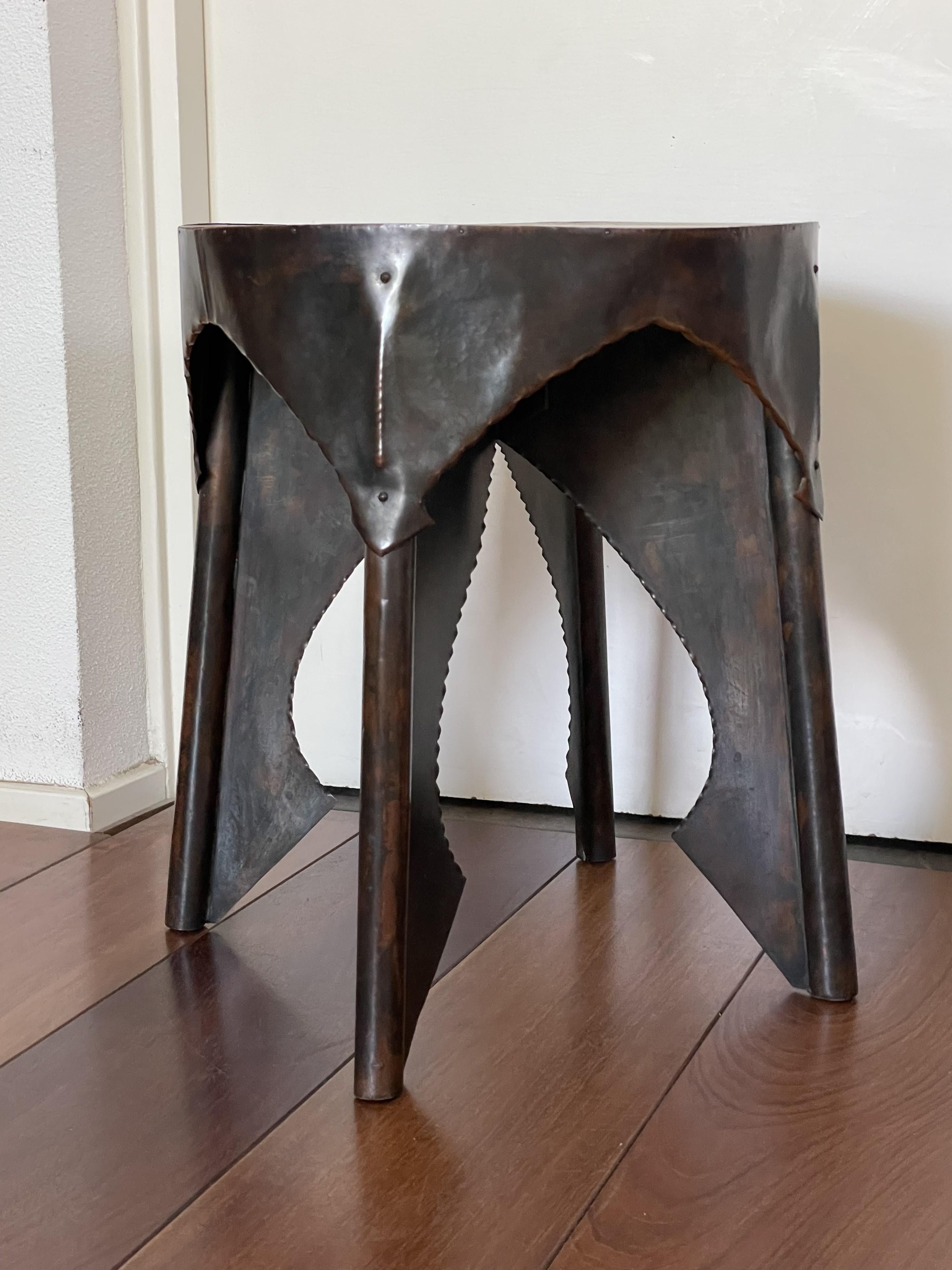 Antique Dutch Arts & Crafts Copper & Wooden End Table / Stand Conrad Fehn Attr. 3