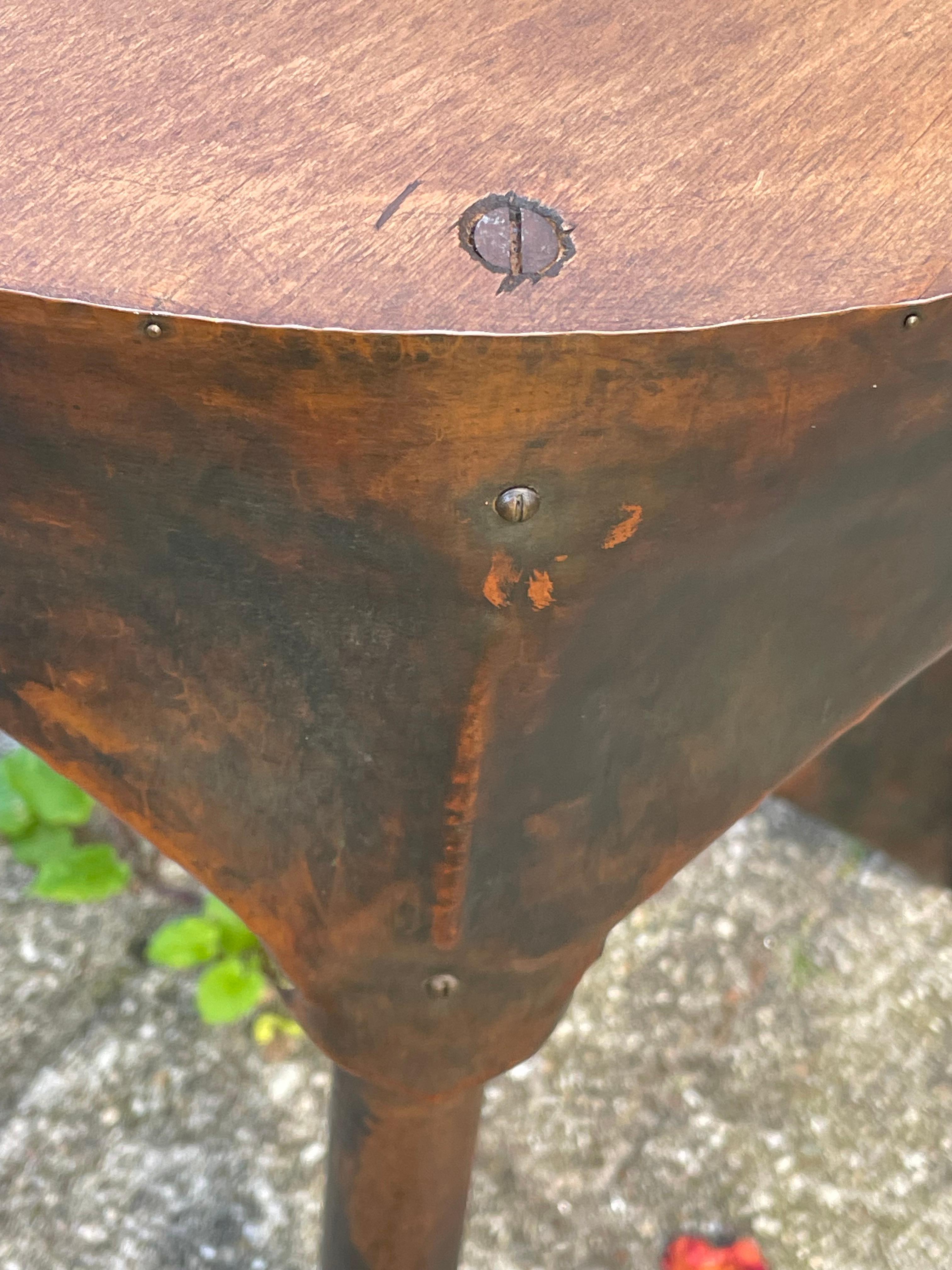 Antique Dutch Arts & Crafts Copper & Wooden End Table / Stand Conrad Fehn Attr. 5
