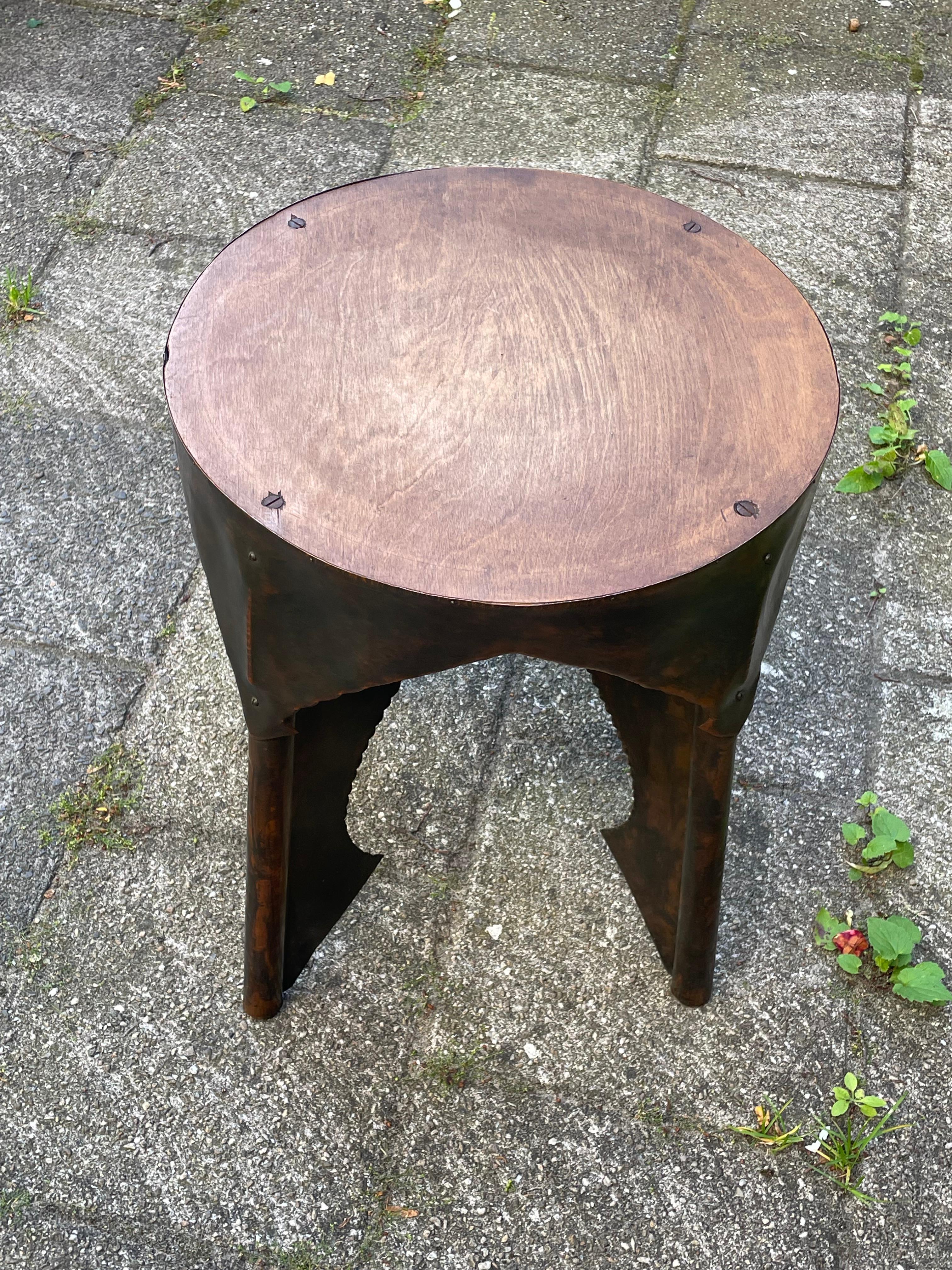 Antique Dutch Arts & Crafts Copper & Wooden End Table / Stand Conrad Fehn Attr. 7