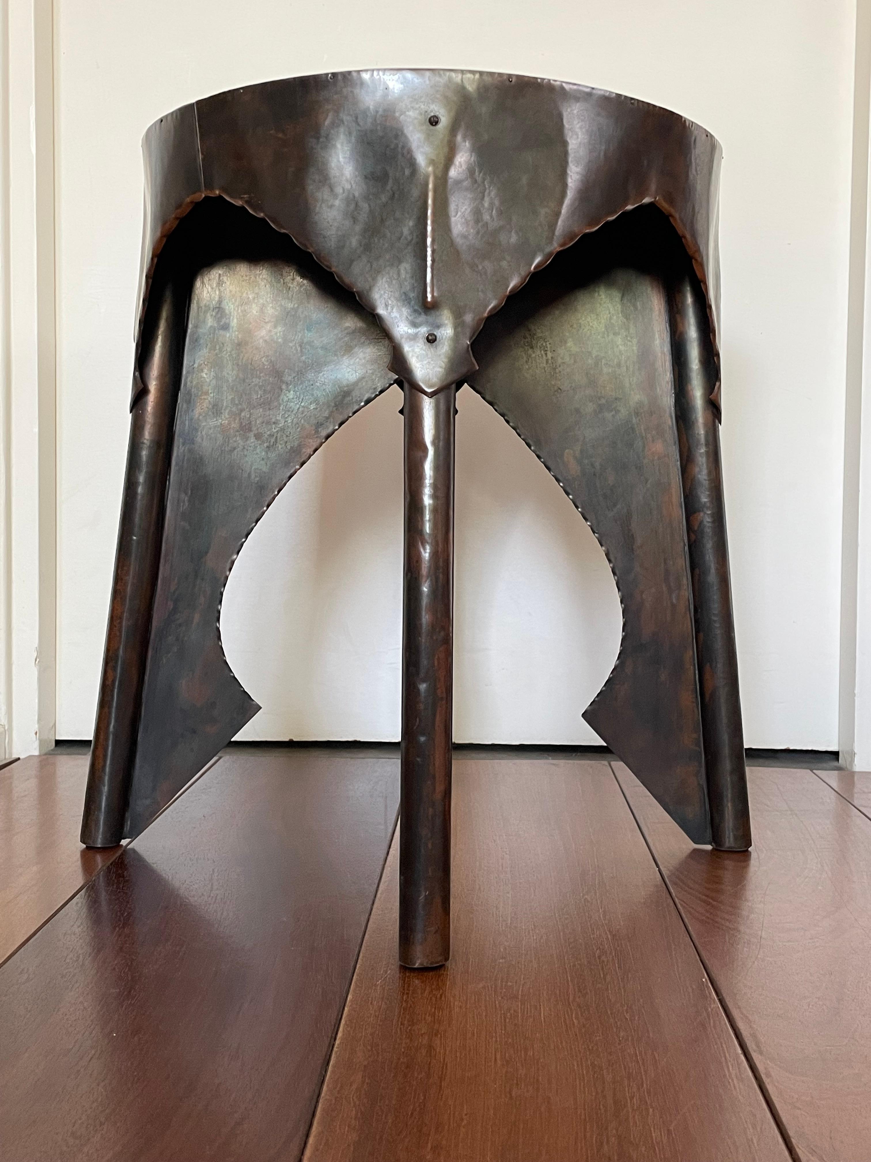 20th Century Antique Dutch Arts & Crafts Copper & Wooden End Table / Stand Conrad Fehn Attr.