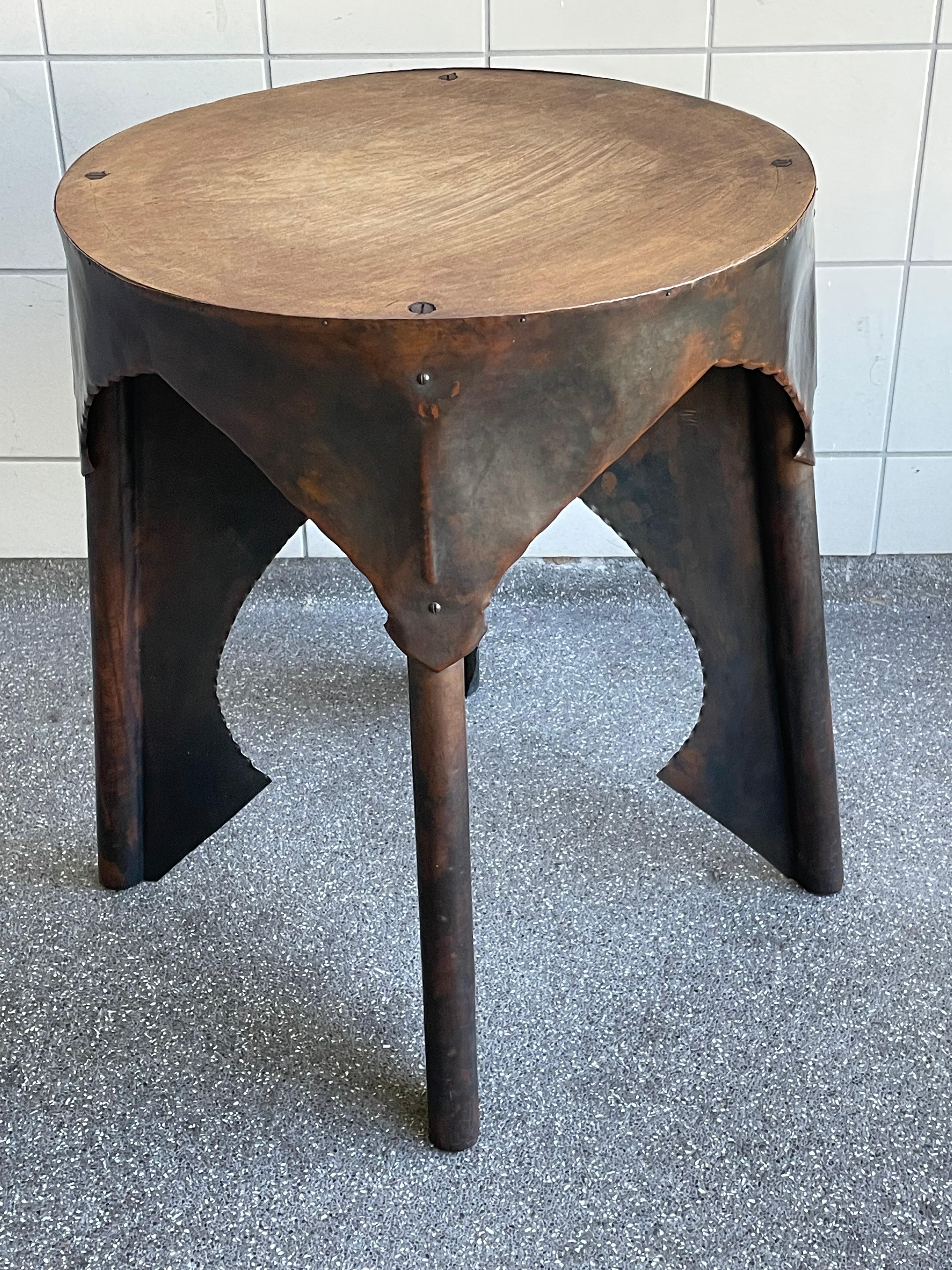Antique Dutch Arts & Crafts Copper & Wooden End Table / Stand Conrad Fehn Attr. 1
