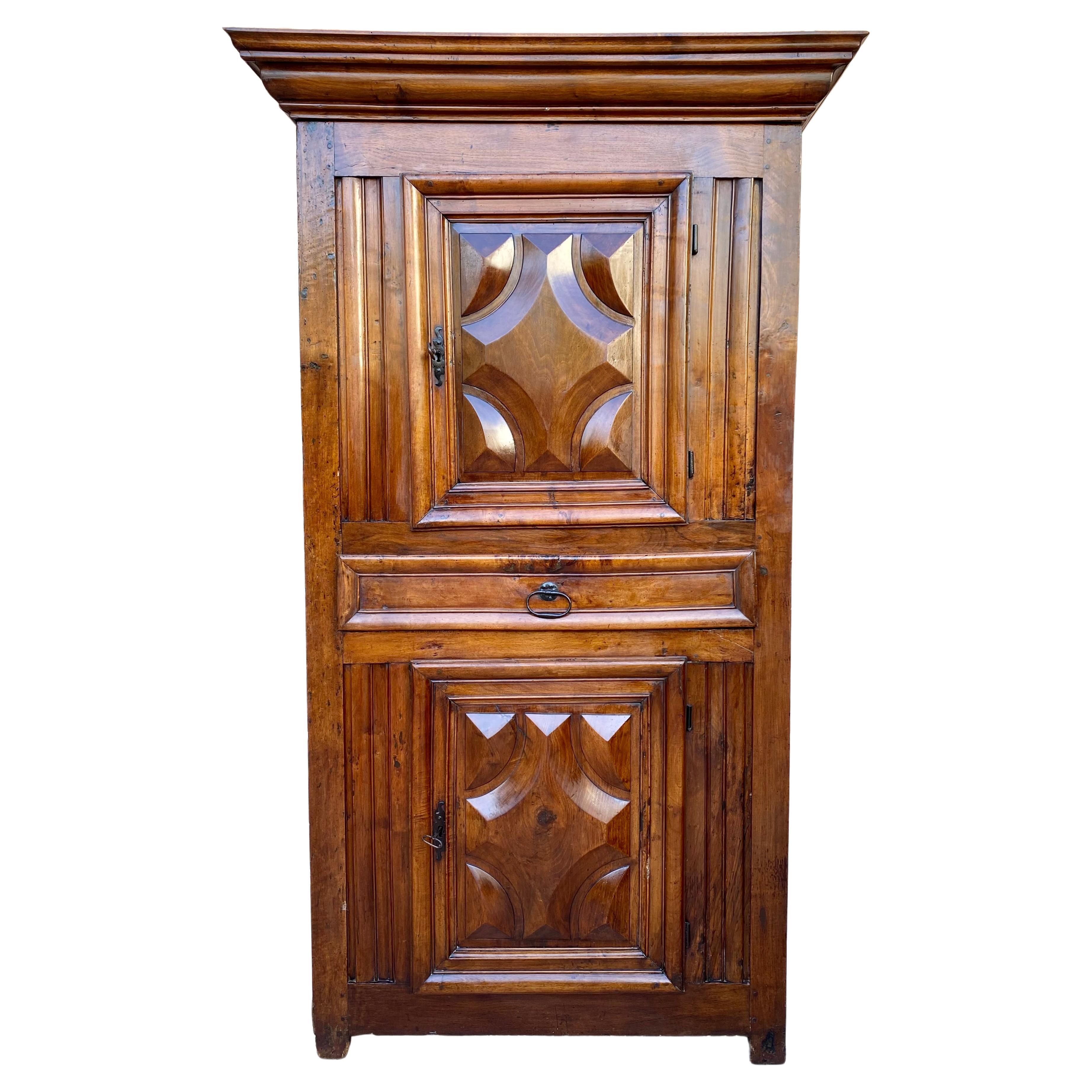 Antique Dutch Baroque Light Oak Cupboard or Cabinet, 18th Century