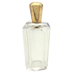 Used Dutch Belle Époque Perfume Bottle Scent Bottle 14 Karat Gold Cut Glass 