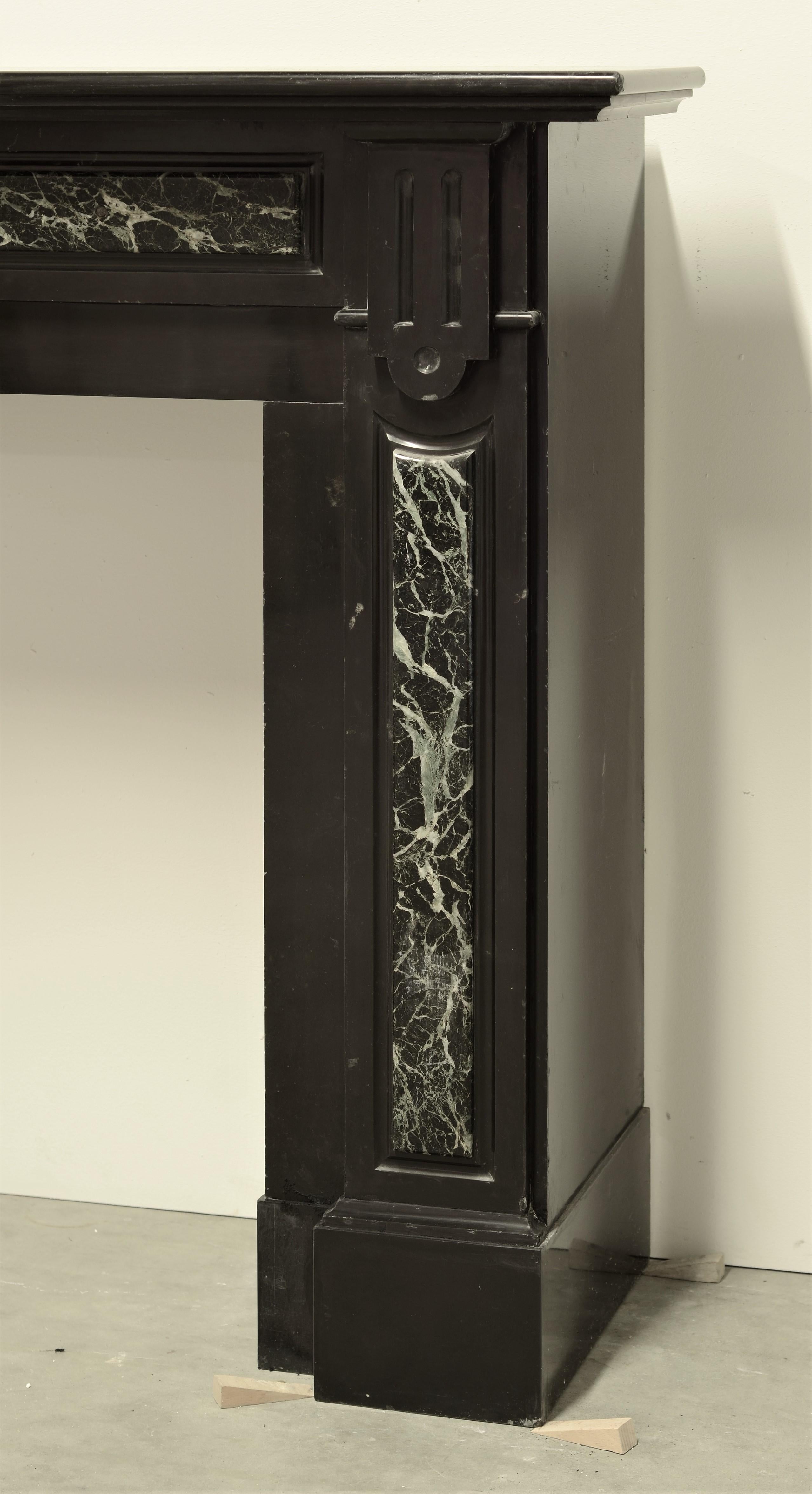 20th Century Antique Dutch Black an Green Marble Fireplace