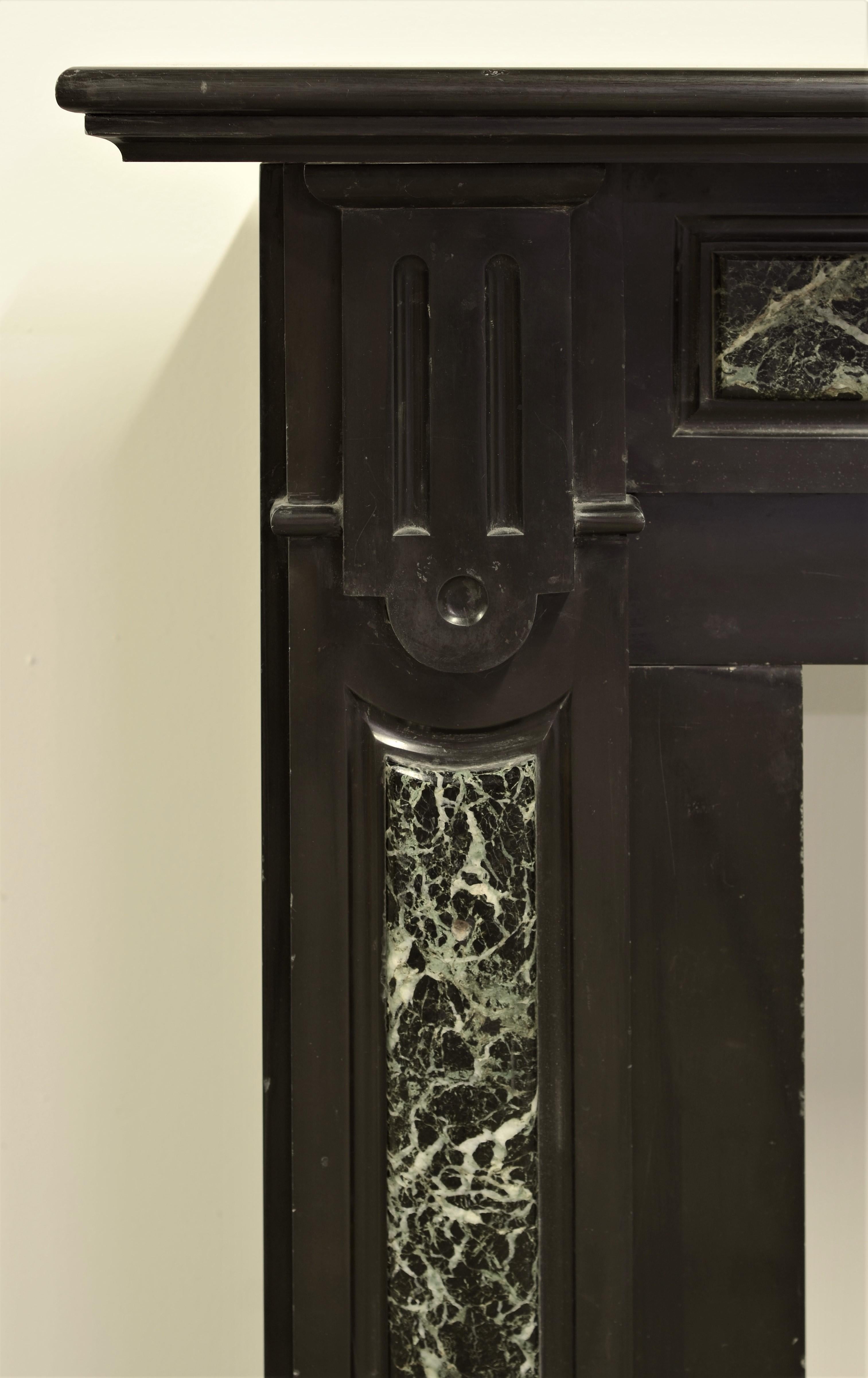 Belgian Black Marble Antique Dutch Black an Green Marble Fireplace