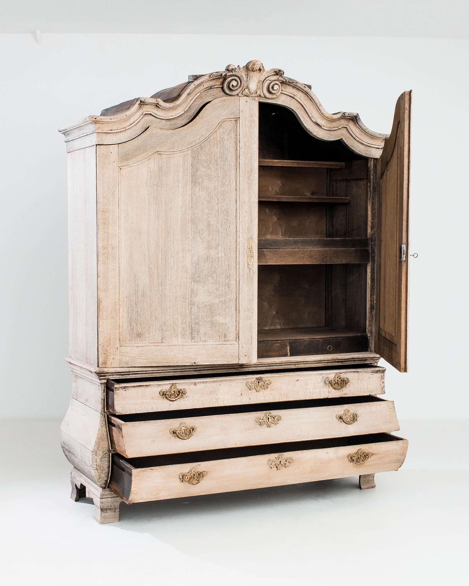 18th Century Antique Dutch Bleached Oak Cabinet