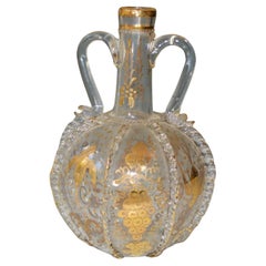 Ancienne carafe de mariage en verre soufflé hollandais  Vase 18ème siècle