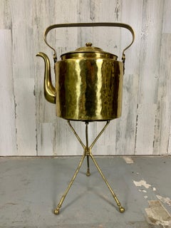 Antique Dutch Brass Coffee Pot and Trivet