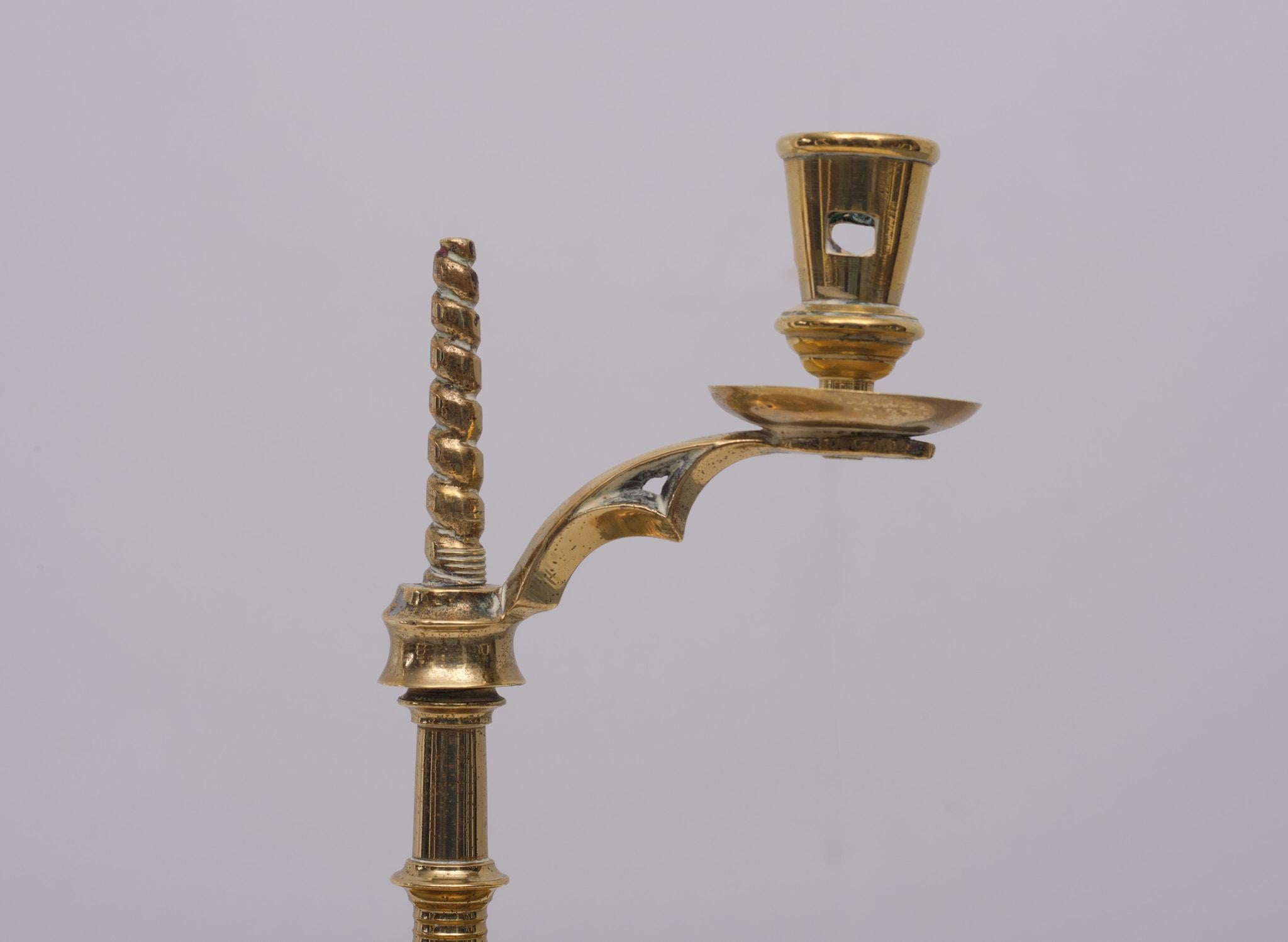 Antique Dutch Brass Collar Candle Holder 19 Century For Sale 1