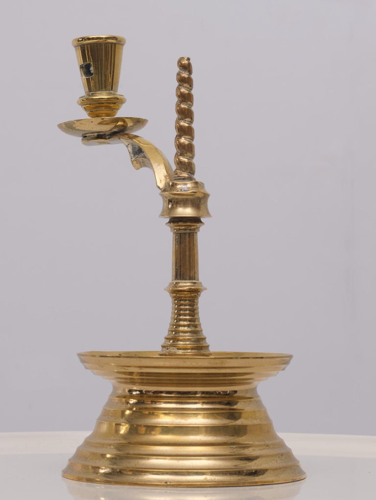 Antique Dutch Brass Collar Candle Holder 19 Century For Sale 4