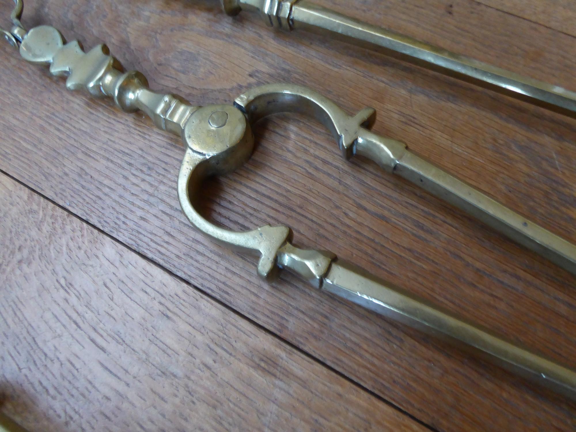 Antique Dutch Brass Fireplace Tool Set, Fire Tools, 17th Century 1