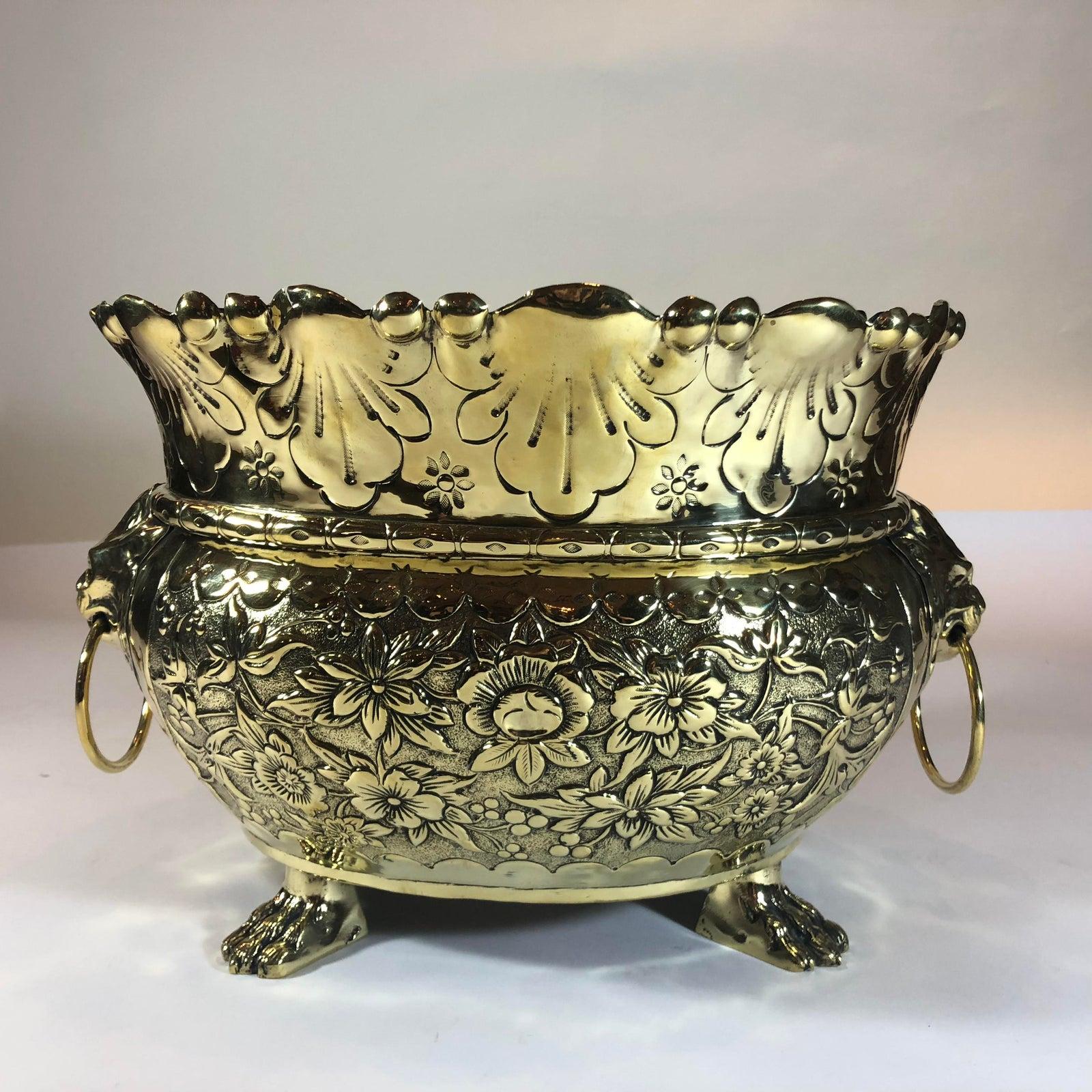 antique brass jardiniere