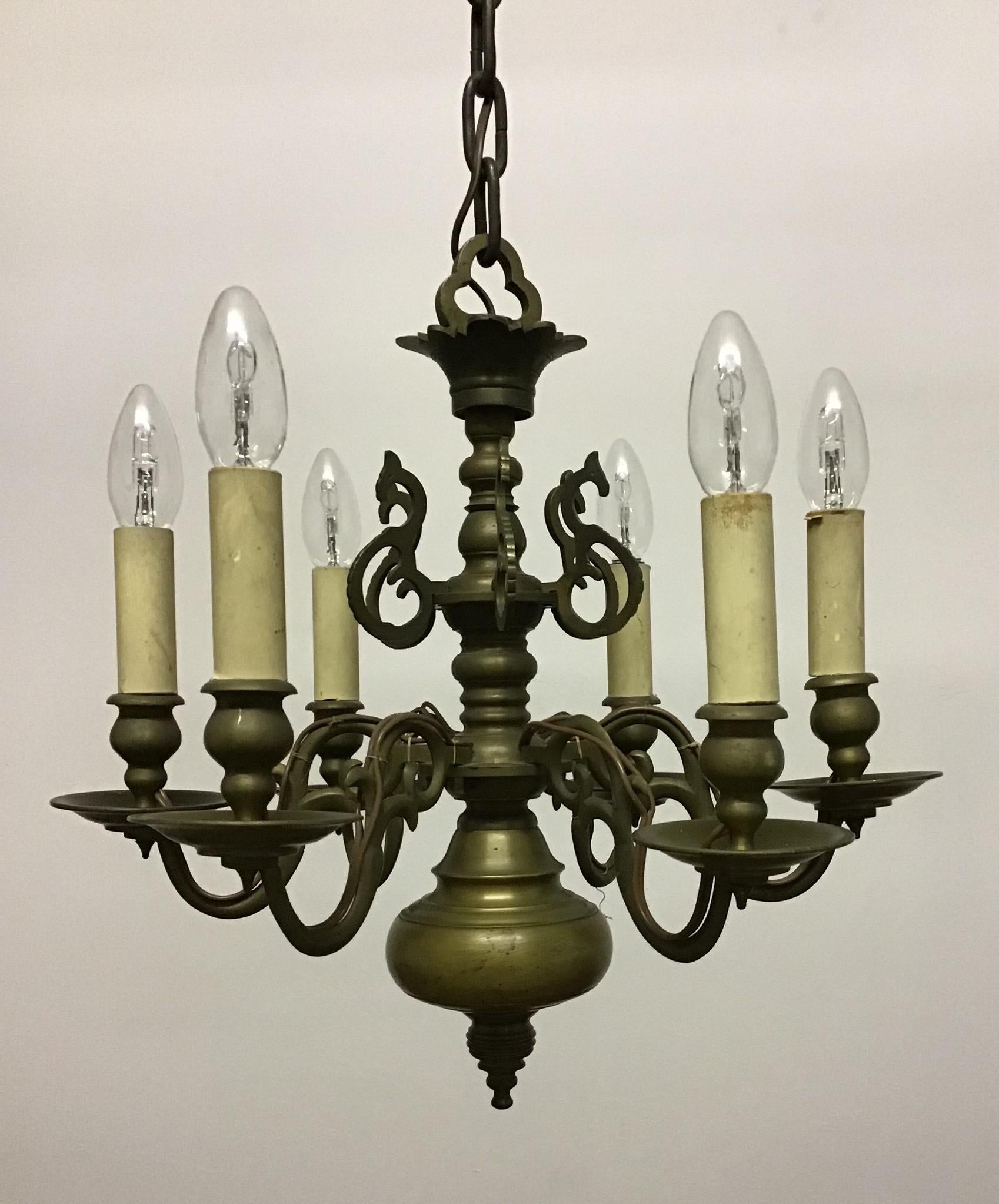 Antique Dutch Bronze Baroque Chandelier, Late 19th Century 4