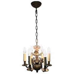 Antique Dutch Bronze Baroque Chandelier, Late 19th Century