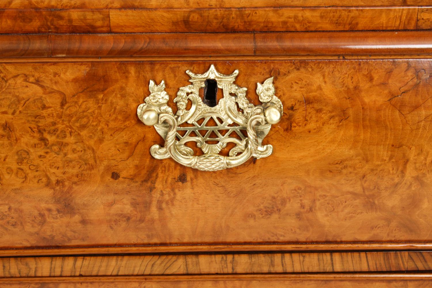 Rococo Antique Dutch Burr Walnut Bombé Cabinet Armoire, 18th Century For Sale