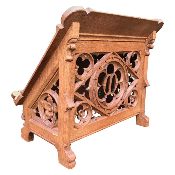 Great Antique Carved Oak Gothic Revival Bible Stand Religious Church ...