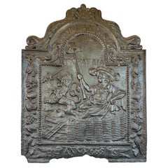 Plaque de cheminée ancienne en fonte néerlandaise