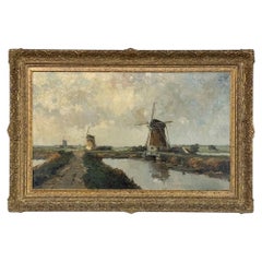 Antique Dutch Coastal Landscape Oil Painting by Jules Brouwers (1869–1955)
