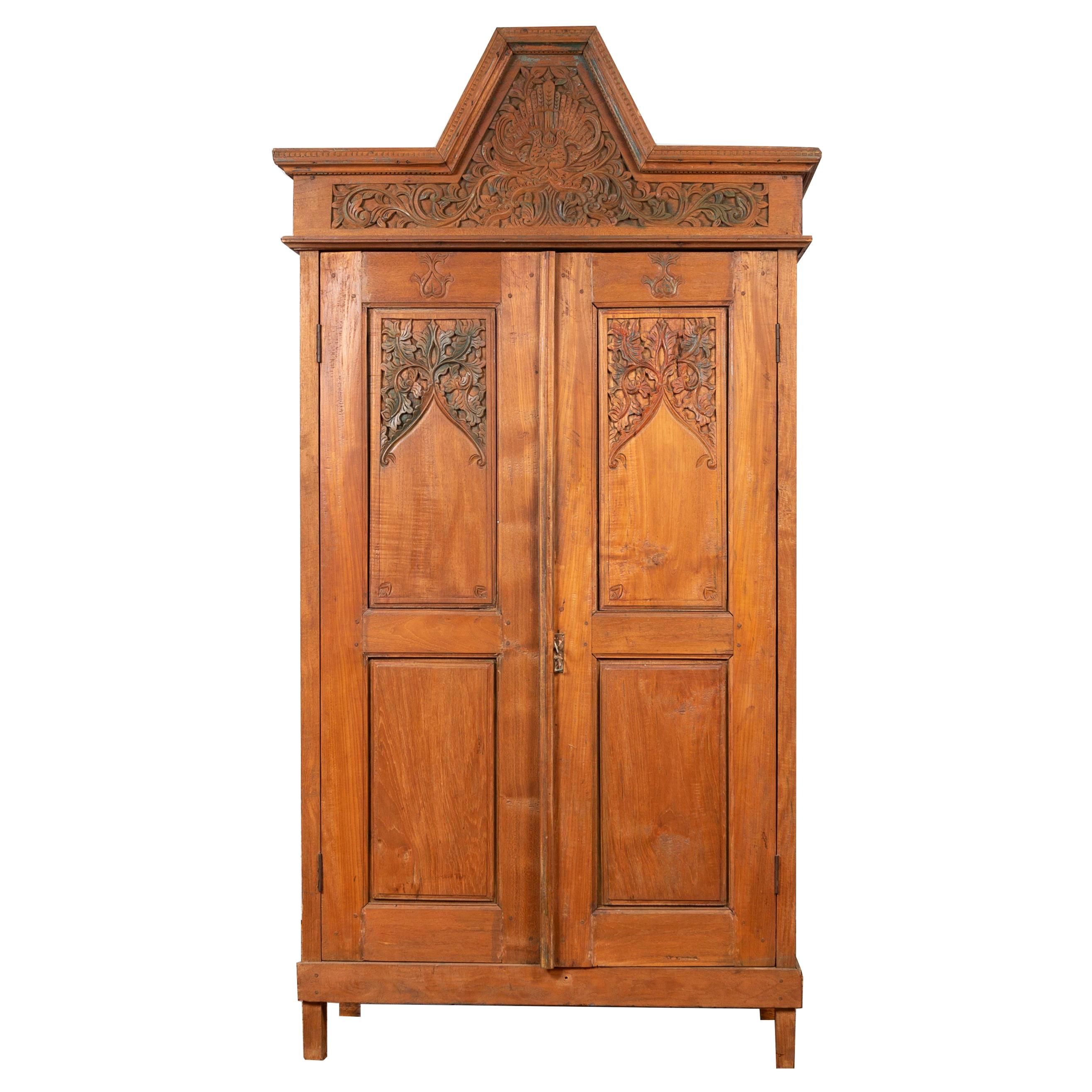 German Original Painted Armoire/Shrunk Dated 1810 With Birds at 1stDibs