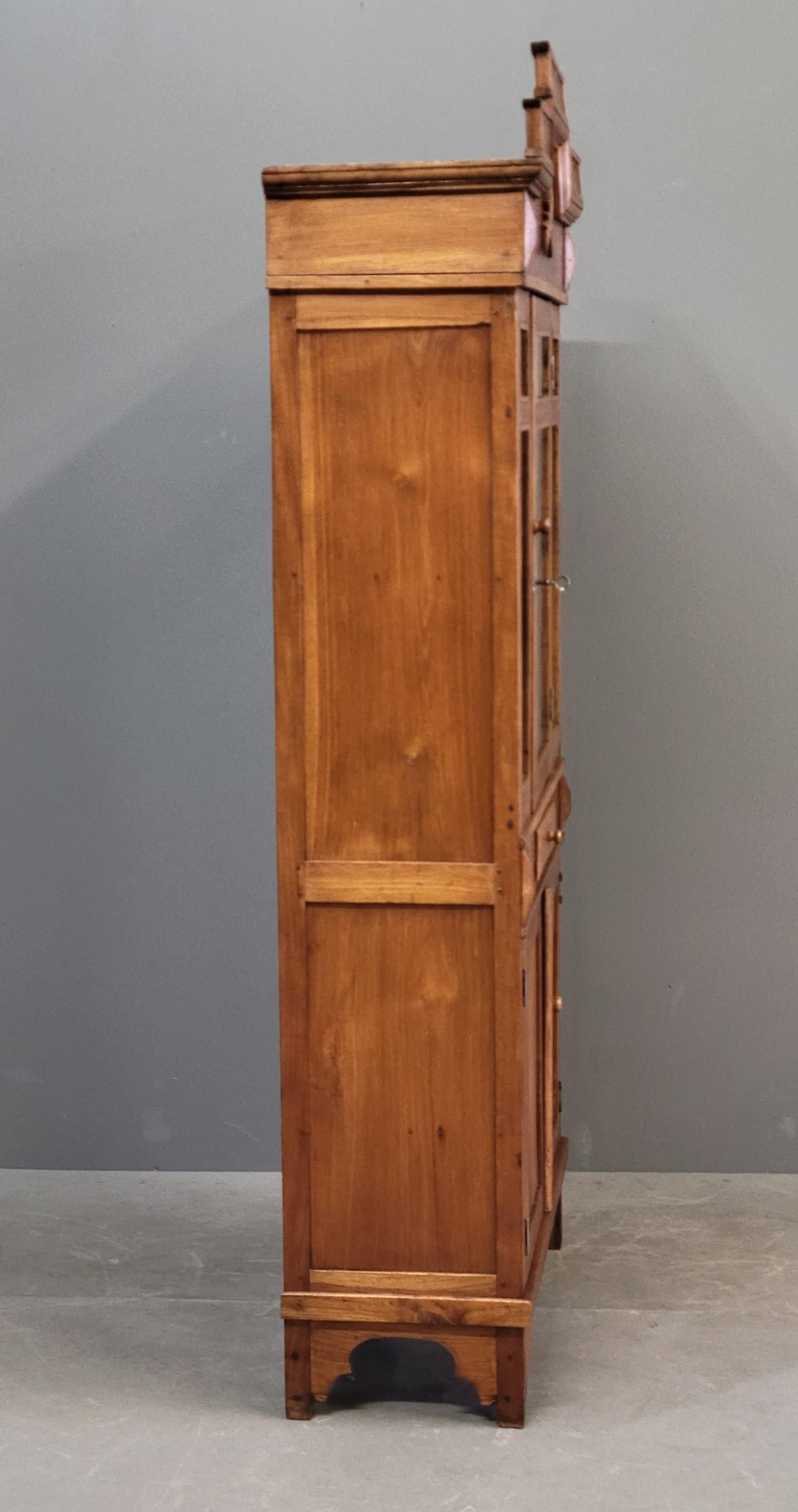 Antique Dutch Colonial Glass Door Cabinet For Sale 4