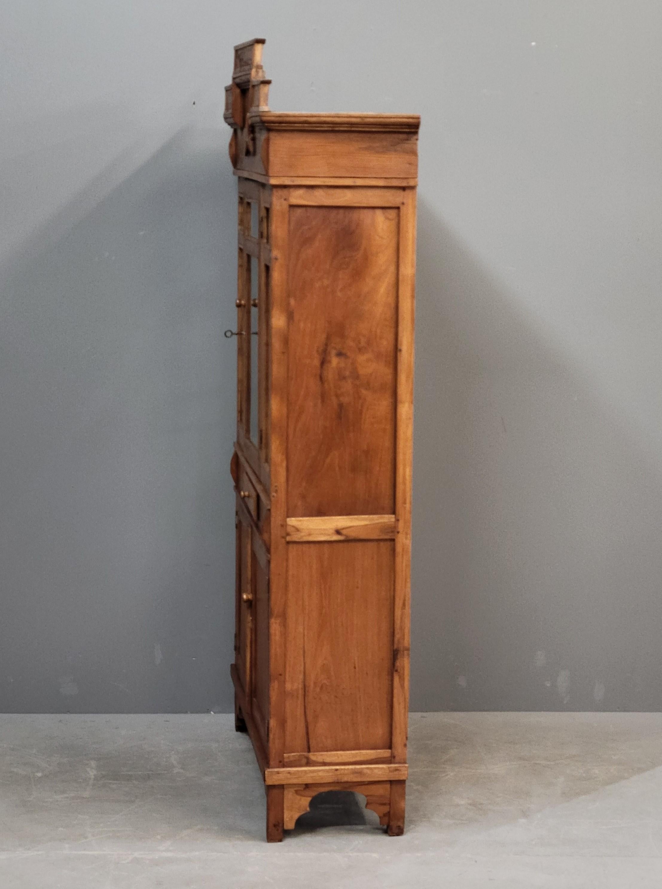 Antique Dutch Colonial Glass Door Cabinet For Sale 3