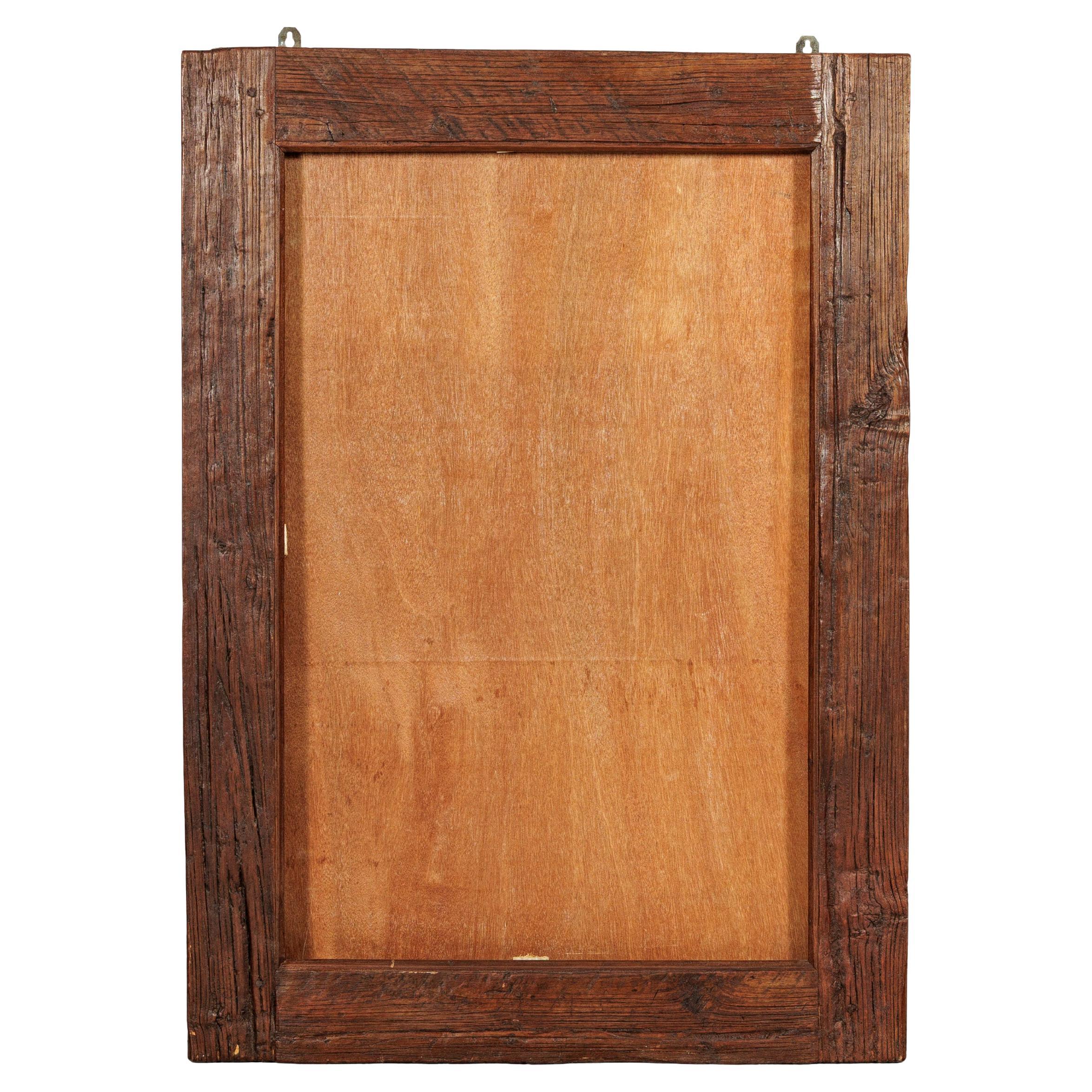 Antiker holländischer kolonialer Java-Holzrahmen mit rustikalen handgeschnitzten Details im Angebot