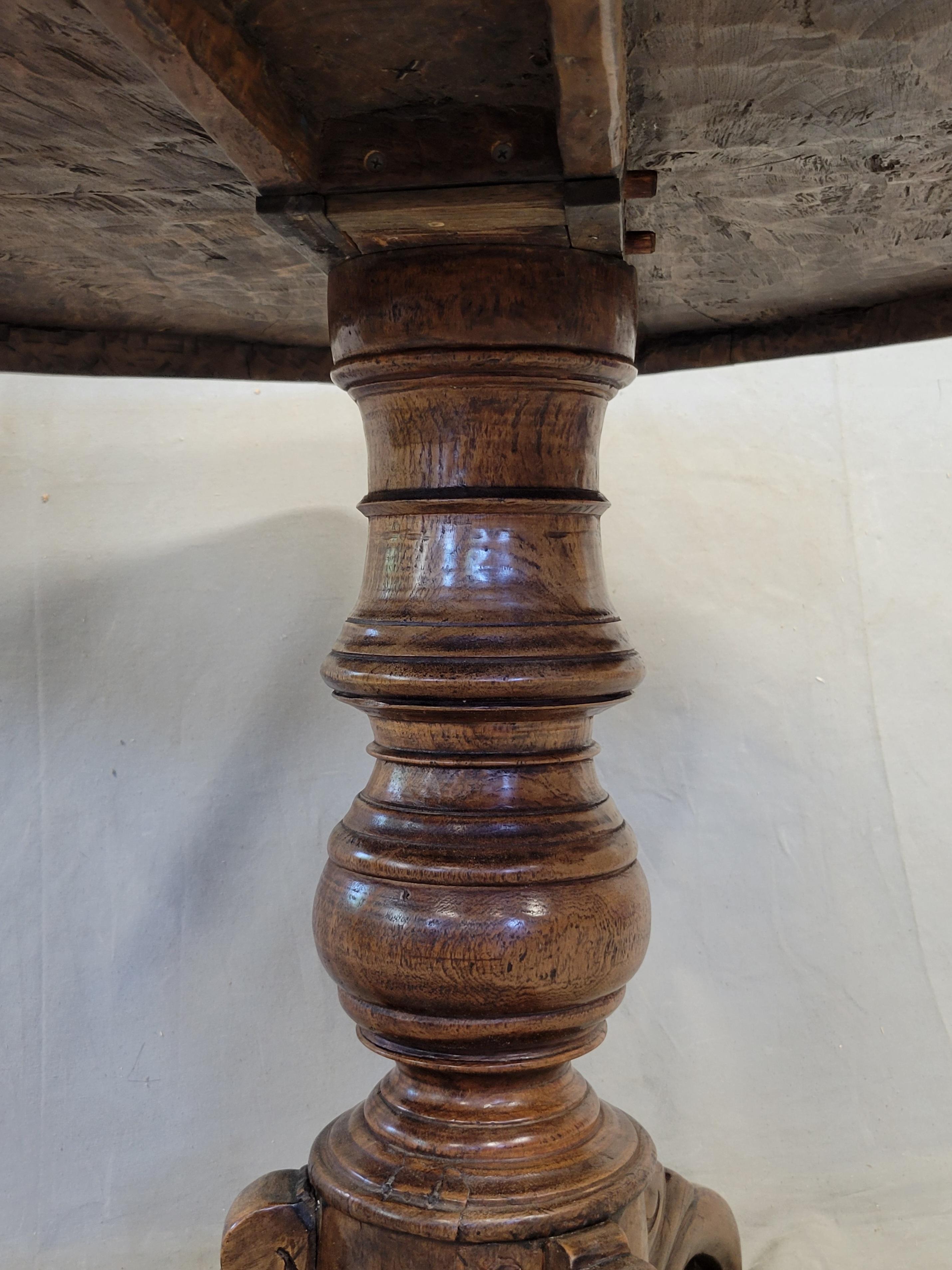 Antique Dutch Colonial Rustic Round Teak Dining Table For Sale 4