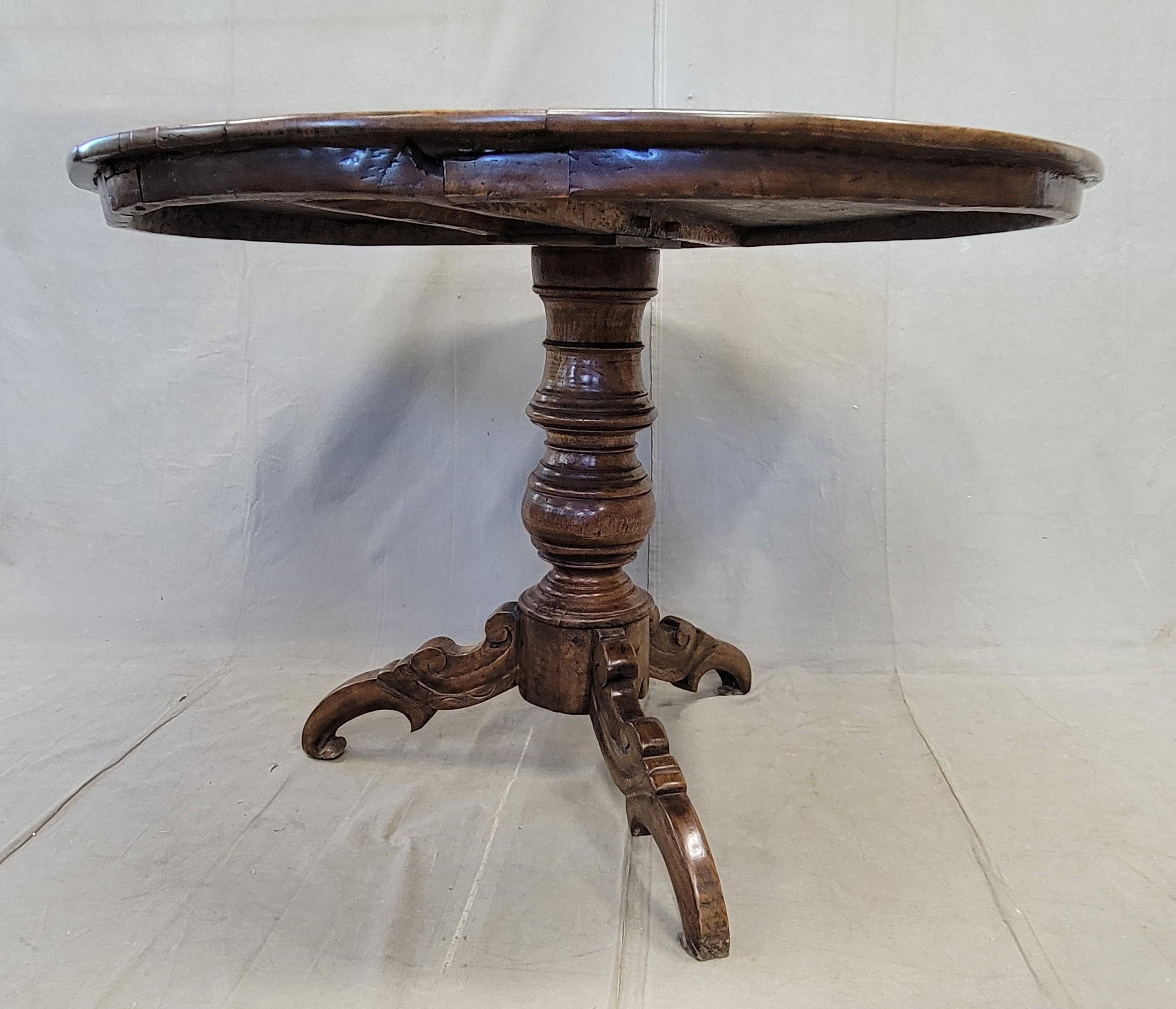 Antique Dutch Colonial Rustic Round Teak Dining Table For Sale 5
