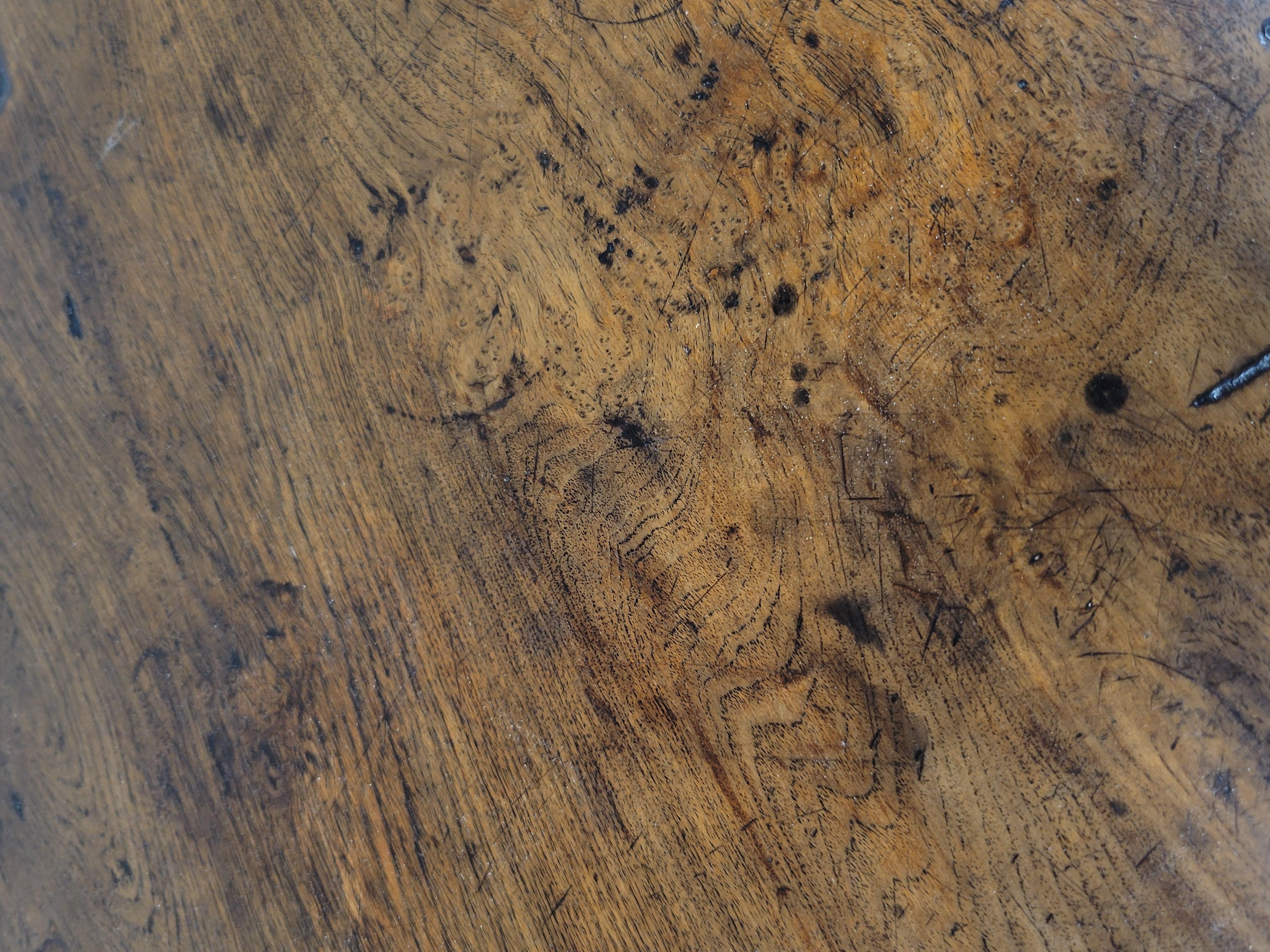 Hand-Crafted Antique Dutch Colonial Rustic Round Teak Dining Table For Sale