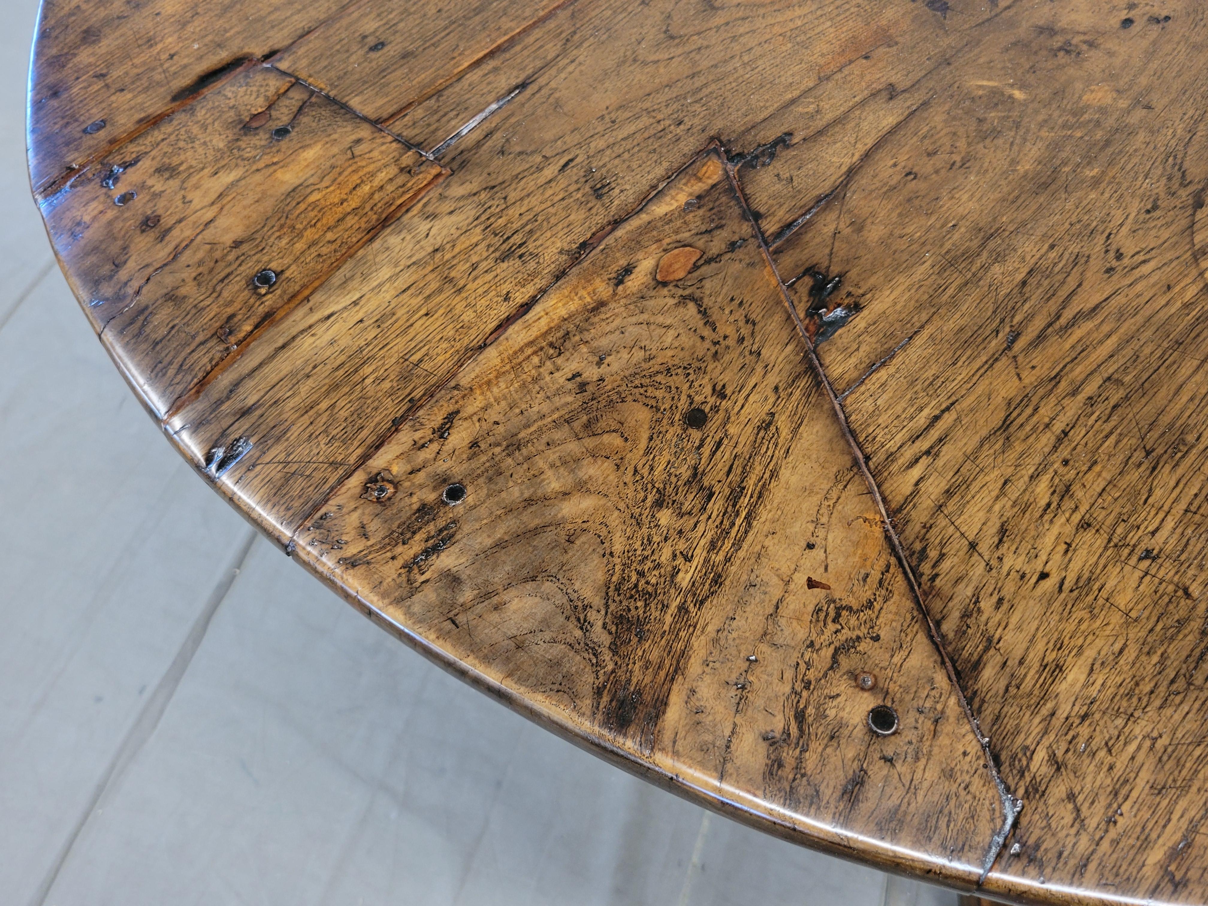 Antique Dutch Colonial Rustic Round Teak Dining Table For Sale 1