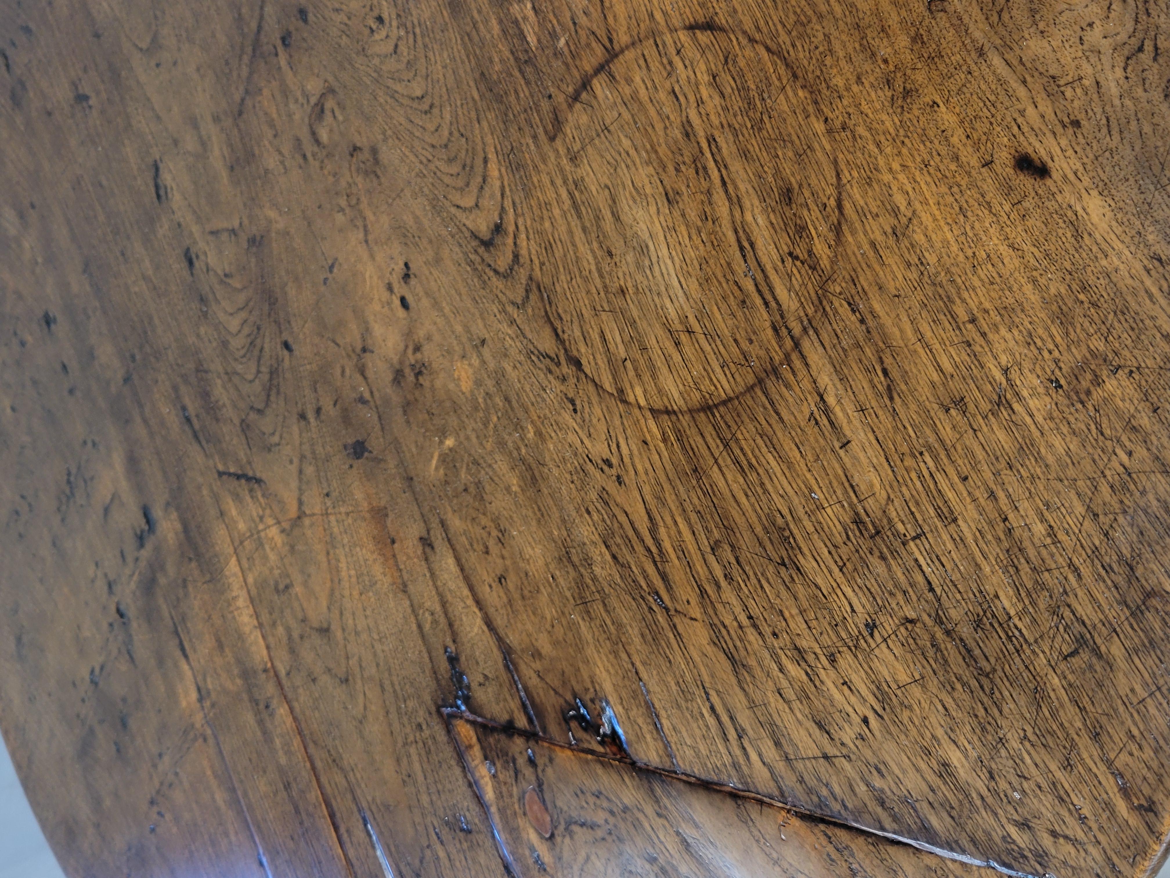 Antique Dutch Colonial Rustic Round Teak Dining Table For Sale 2