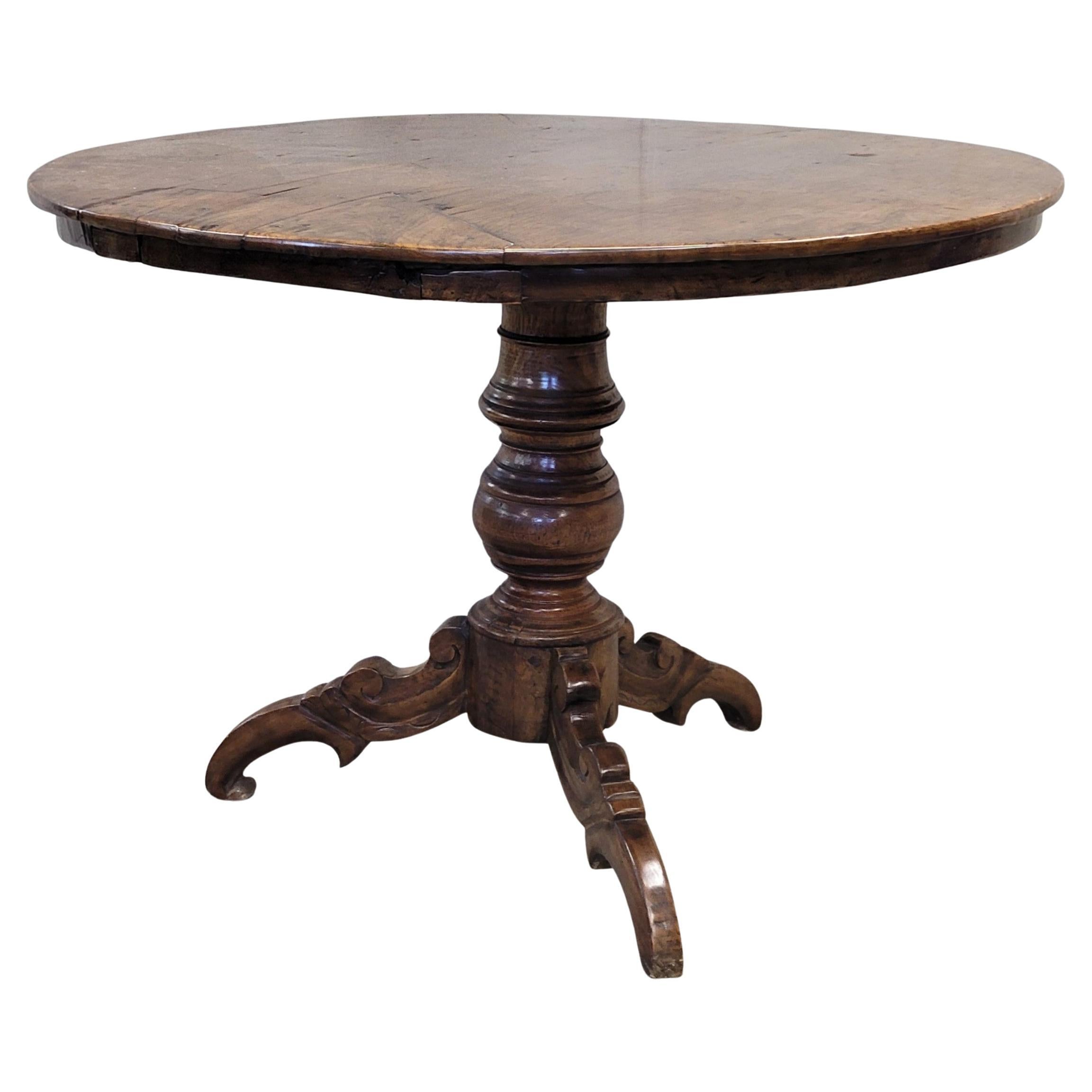 Antique Dutch Colonial Rustic Round Teak Dining Table For Sale