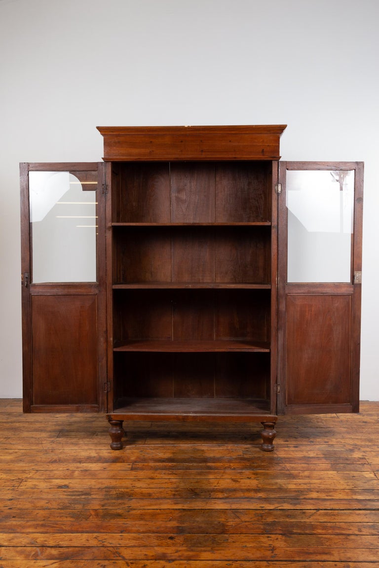 Antique Dutch Colonial Tall China Cabinet with Glass Doors ...